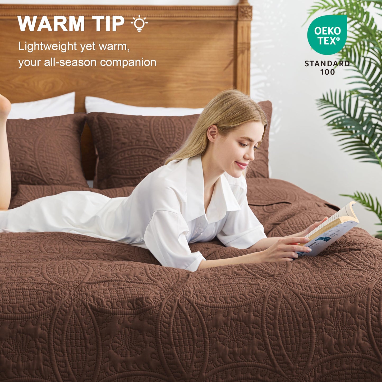 Love's cabin King Size Quilt Bedding Set Brown Bedspreads - Bed Lightweight Bedspread Comforter - Coin Pattern Bedding Coverlet for All Season - 3 Pieces (1 Quilt, 2 Pillow Shams)