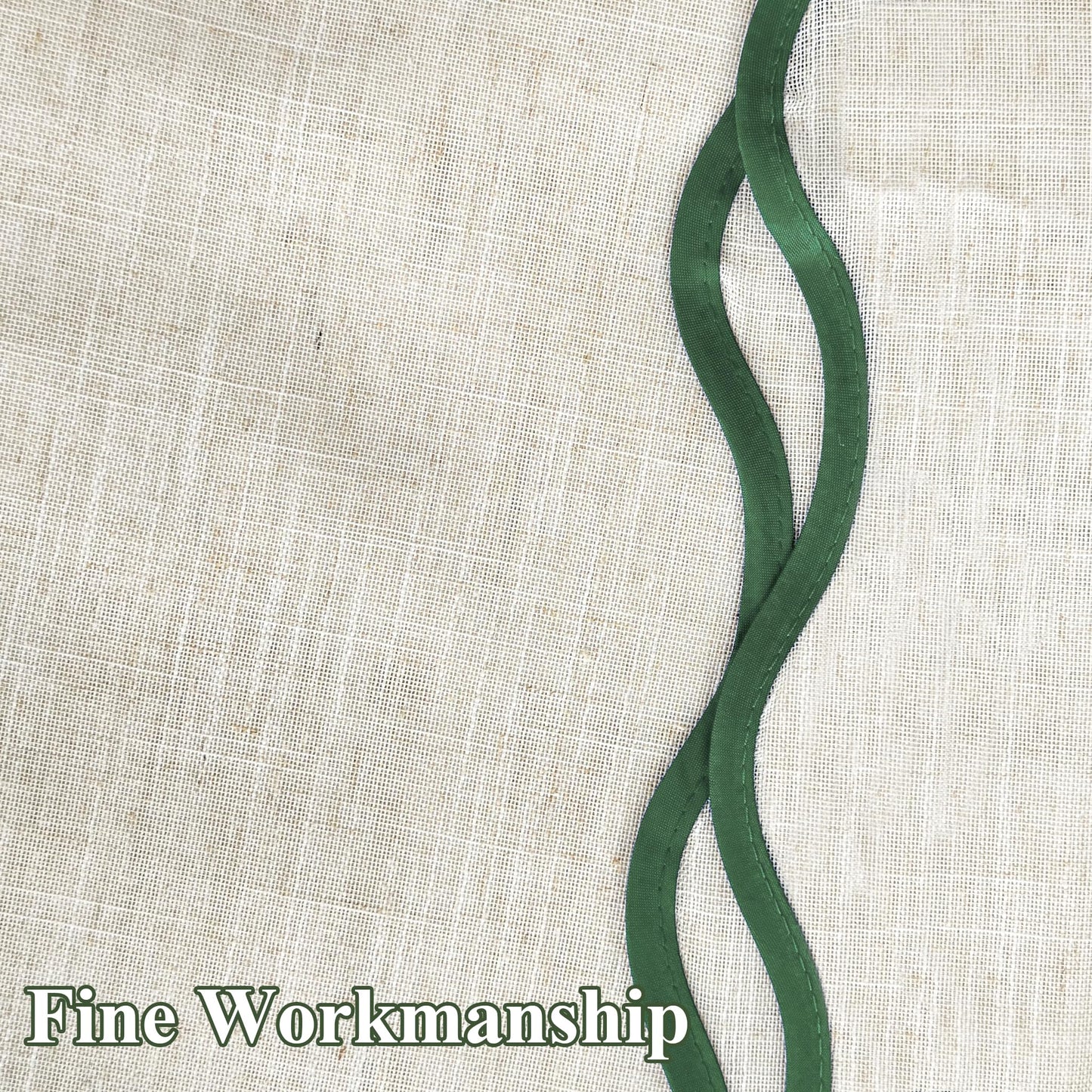 DriftAway Semi Sheer Scalloped Edge Linen Coastal Beach Window Curtains for Living Room Bedroom 2 Panels Rod Pocket Each Size 52 Inch by 96 Inch Loden Green