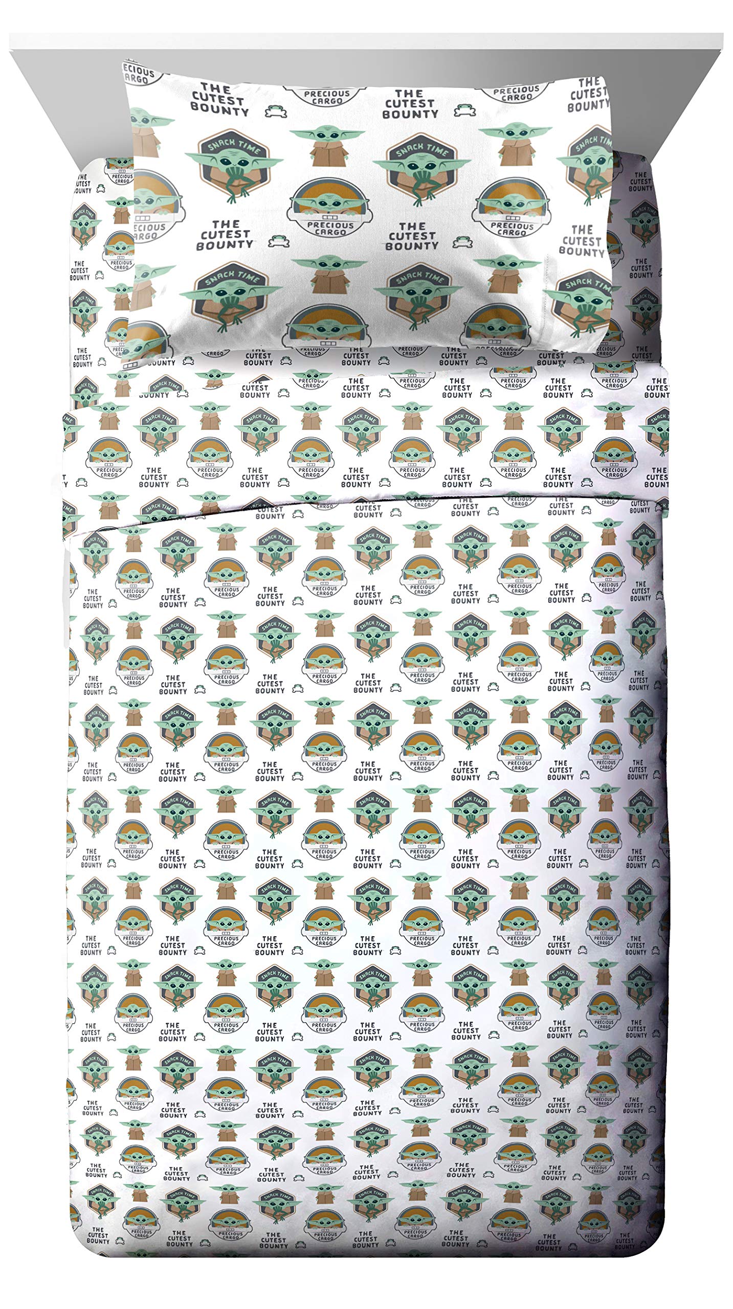 Jay Franco Star Wars The Mandalorian The Child 5 Piece Full Bed Set - Includes Reversible Comforter & Sheet Set - Bedding Features Baby Yoda - Super Soft Fade Resistant Microfiber
