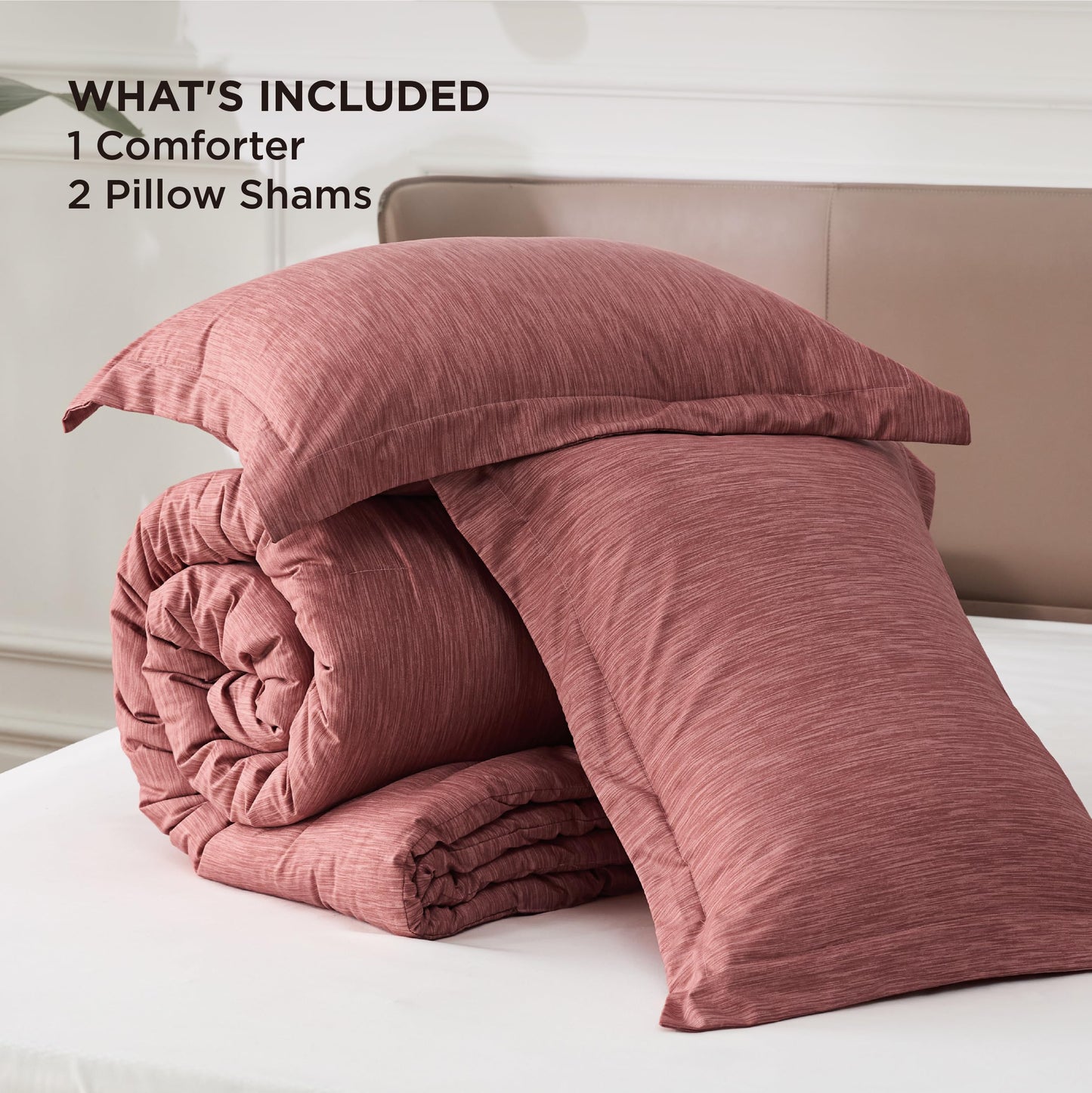 Bedsure California King Comforter Set - Pink Clay Soft Bedding for All Seasons, Cationic Dyed Bed Set, 3 Pieces, 1 California King Size Comforter (104"x96") and 2 Pillow Shams (20"x36"+2")