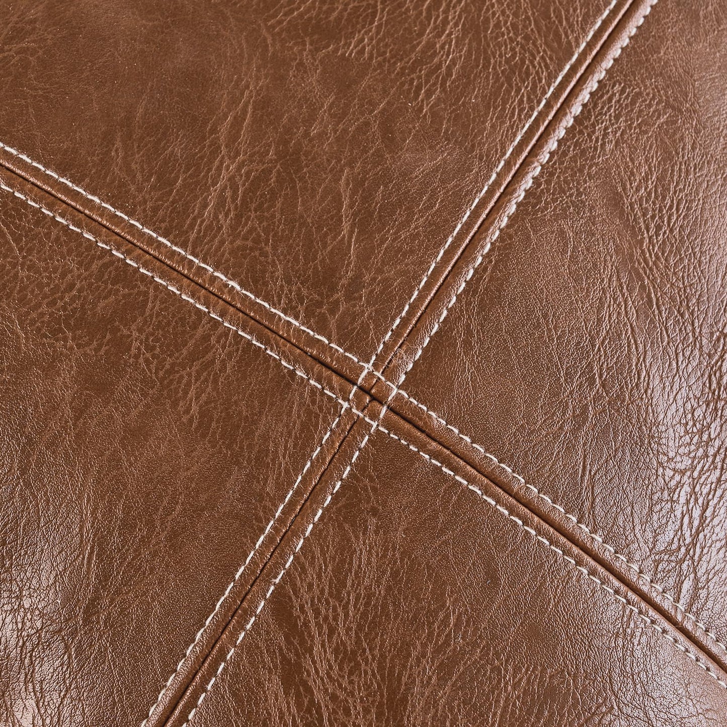 Fancy Homi 2 Packs Boho Brown Waterproof Faux Leather Decorative Throw Pillow Covers 18x18 Inch for Couch Bed Sofa, Modern Farmhouse Home Decor, Hand Stitched Accent Square Cushion Case 45x45 cm