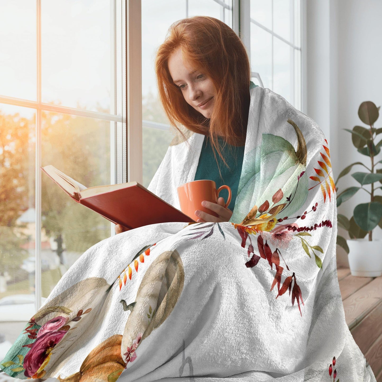 Nextchange Autumn Decor Fleece Throw Blankets, Fall Decor Throw Blanket with Pumpkins Leaves for Bed Couch Sofa, Lightweight Soft Warm Fuzzy Cozy Flannel Blanket 60" x 80"