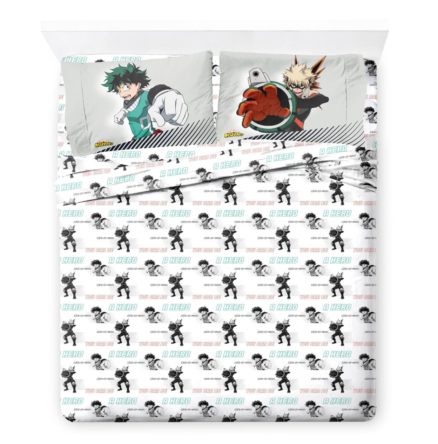 Jay Franco Kids Bed Set, Black, My Hero Academia, 7 Piece Full