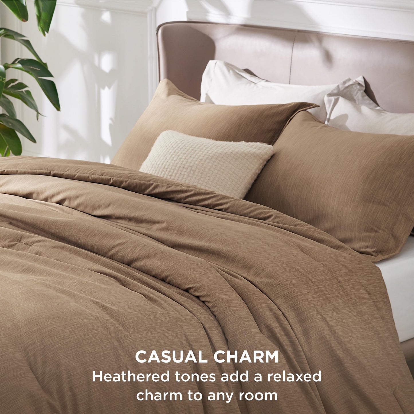 Bedsure California King Comforter Set - Brown Soft Bedding for All Seasons, Cationic Dyed Bed Set, 3 Pieces, 1 California King Size Comforter (104"x96") and 2 Pillow Shams (20"x36"+2")