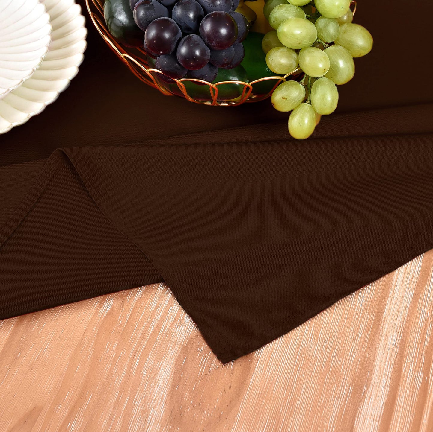 MEANMOY Brown 210 GSM Water & Stain Resistant Rectangle Tablecloth for 4 Foot Table - Solid 60 x 84 Inch Rectangular Table Cloth in Wrinkle Free Washable Polyester Fabric for Wedding, Party, Banquet