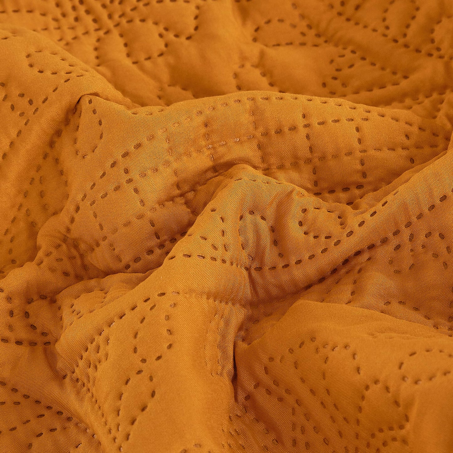 Chezmoi Collection Austin King Oversized Bedspread Set, 3-Piece Pinsonic Quilted Lightweight Microfiber Bedspread Coverlet, Orange