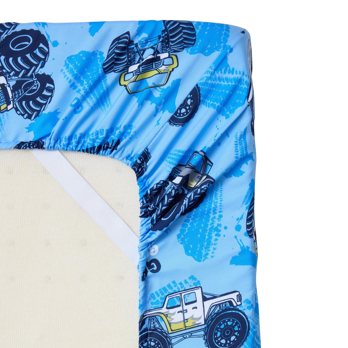 Kids Bedding Set Bed in a Bag for Boys and Girls Toddlers Printed Sheet Set and Comforter, Twin, Monster Truck