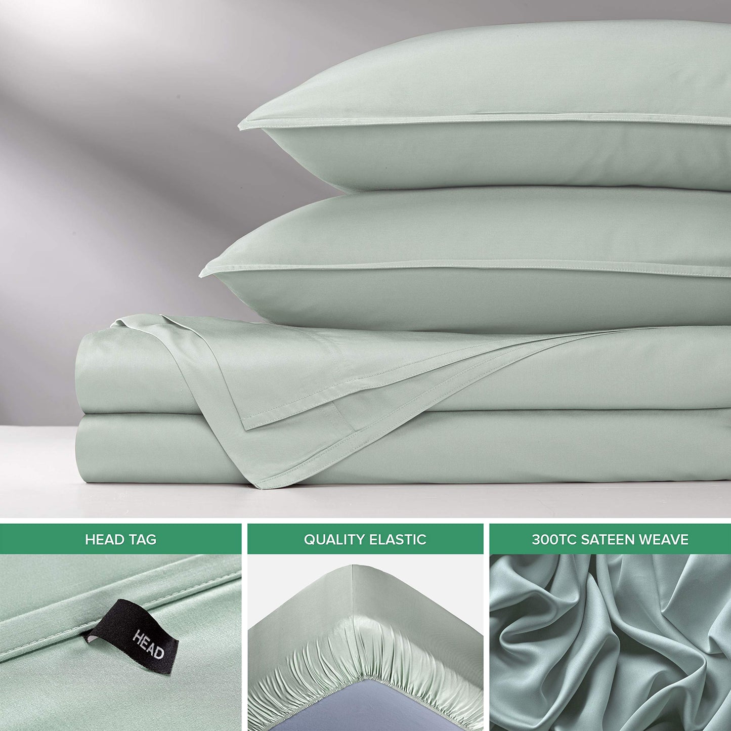 King Sheets by Pure Bamboo, Genuine 100% Organic Viscose Derived from Bamboo Bed Sheet Set, Luxuriously Soft & Cooling, Double Stitching, 2 Year Quality Promise (King, Sea Glass)