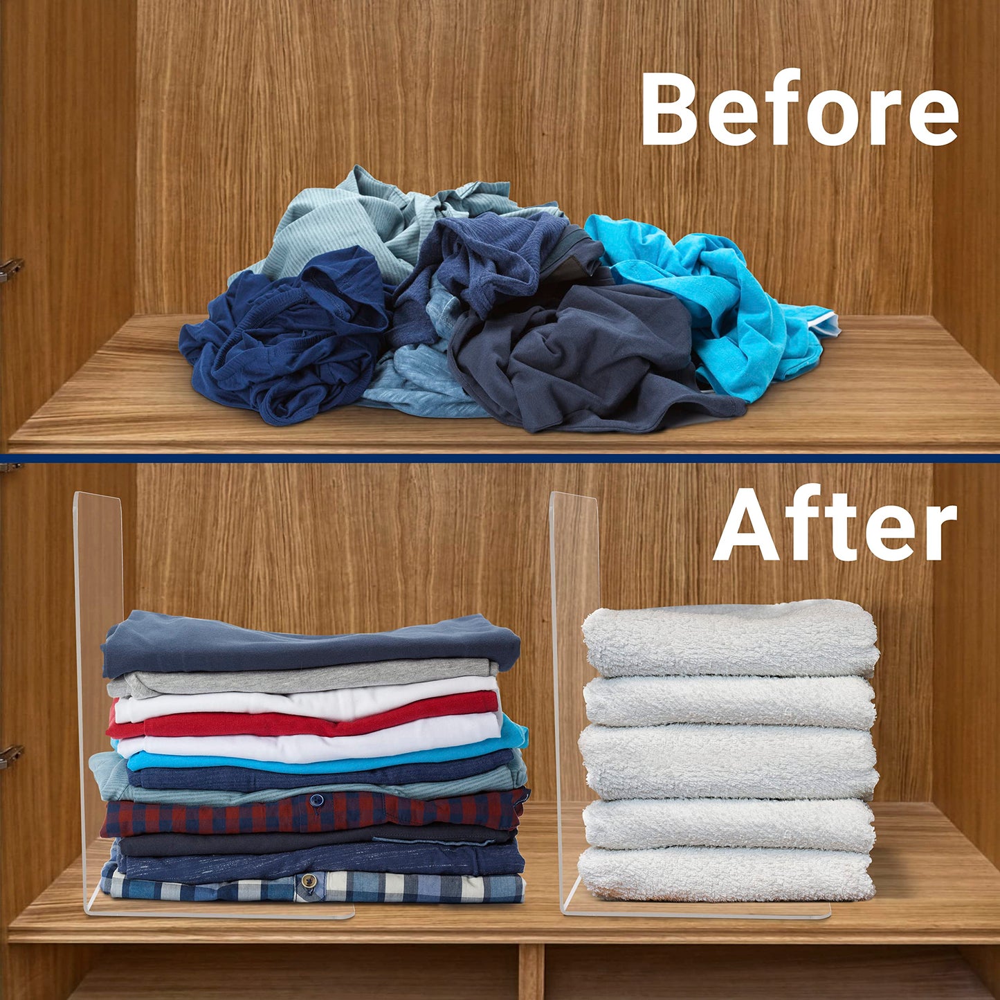 True 4U 6 Pack Acrylic Shelf Dividers for Organizing, Easy to Install Clear Shelf Dividers, Sturdy Shelf Divider for Home Organization and Office
