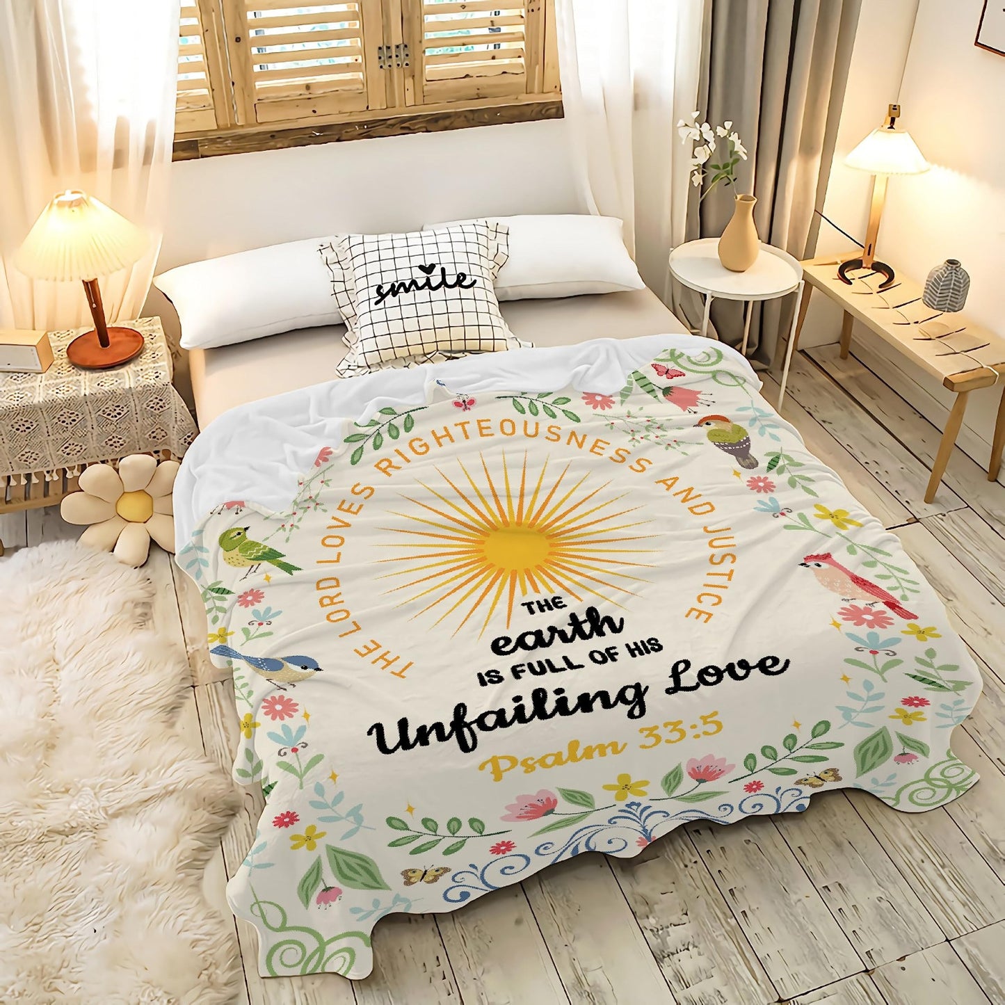 AMITAYUS Floral Scripture Bible Verse Throw Fleece Throw Sympathy Prayer Blanket Religious Christian Inspirational Gifts for Women Art Decor - 40''x50''