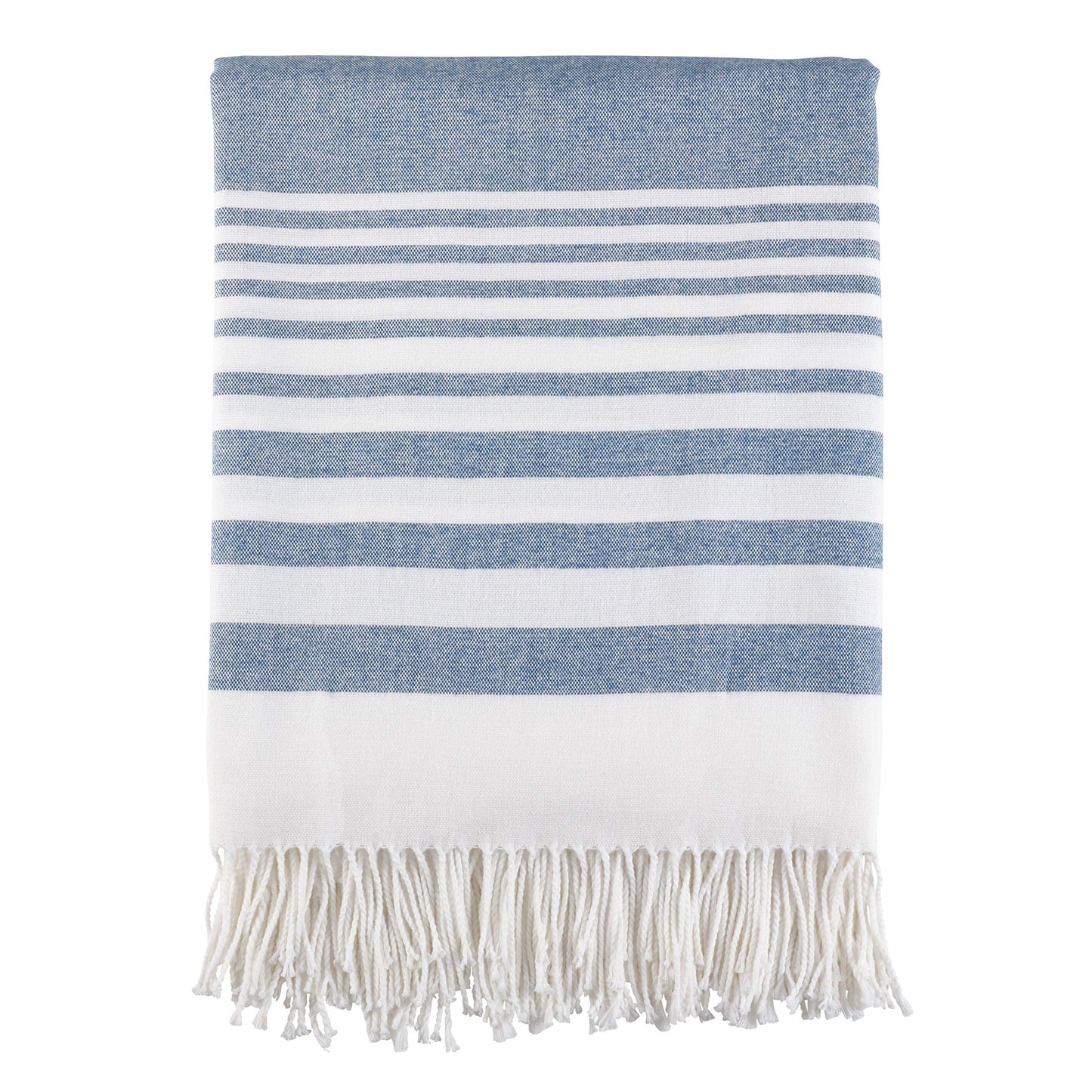 SARO LIFESTYLE Stripe Pattern Fringe Hem Lightweight Throw Blanket