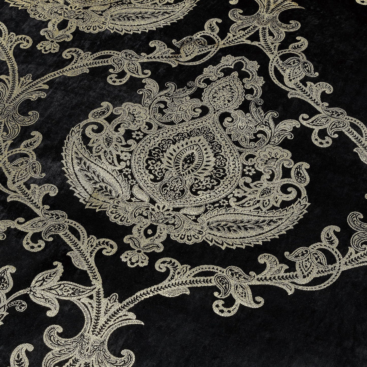 Sunshine Nicole Metallic Print Comforter Set, Distressed Velvet Face with Metallic Foil Print and Brushed Solid Microfiber Reverse, with Light Weight Soft Poly Fill, 3 Pieces Black Gold, Queen