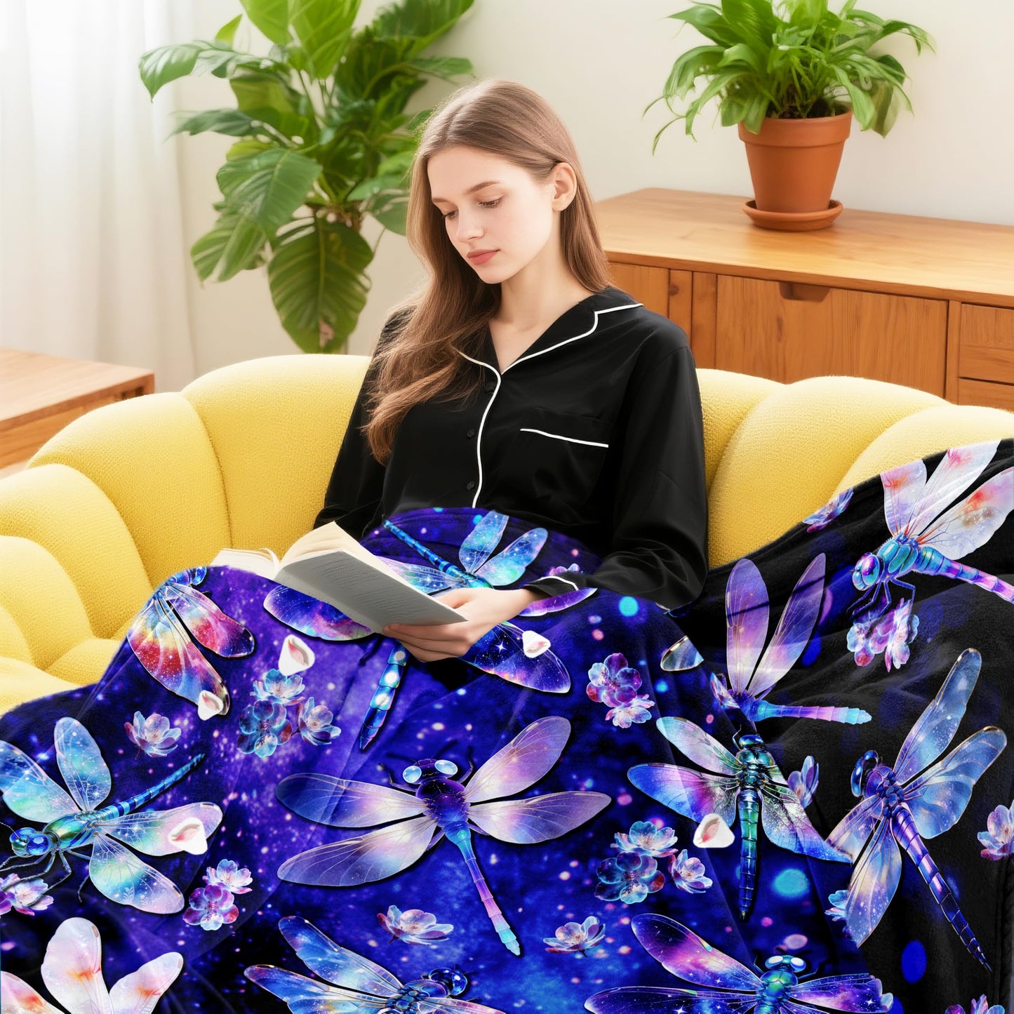 Dragonfly Blanket Gifts for Women Girls Soft Flannel Dragonfly Throw Blanket Merch Stuff Decor for Dragon Fly Lovers 50"X 40"