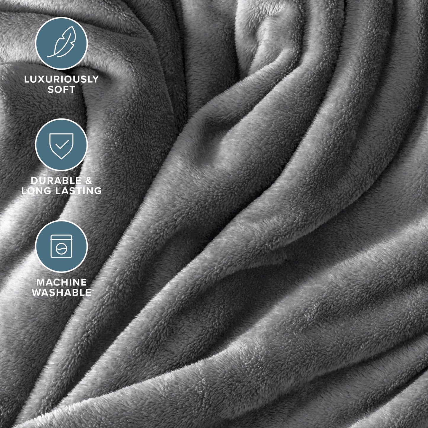 Bare Home Fleece Blanket - Full/Queen - Ultra-Soft Lightweight for Bed, Sofa, and Couch - Luxury Microplush - Cozy Warm Blanket (Full/Queen, Grey)