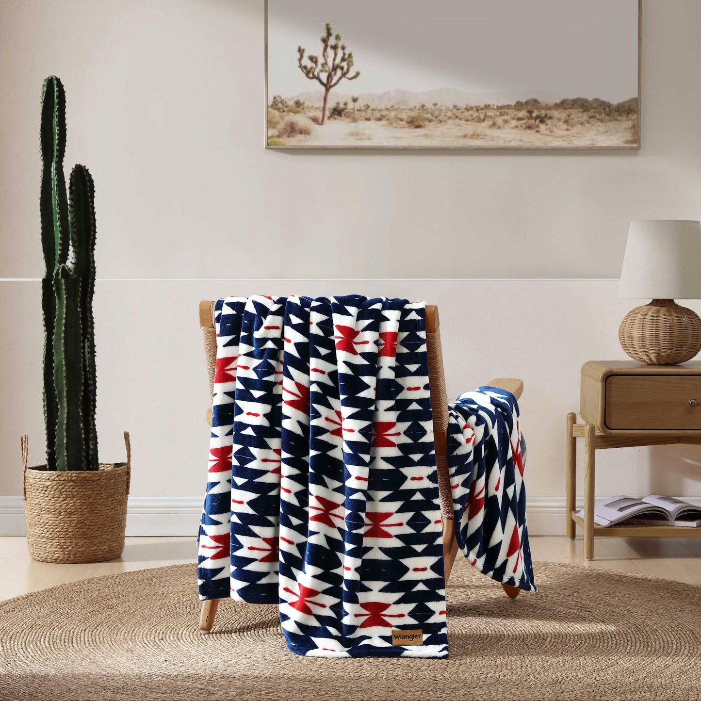 Wrangler - Blanket, Super Soft Plush Bedding, Yellowstone Inspired Throw Blanket for Couch or Bed (Navajos Blue, 50" x 70")