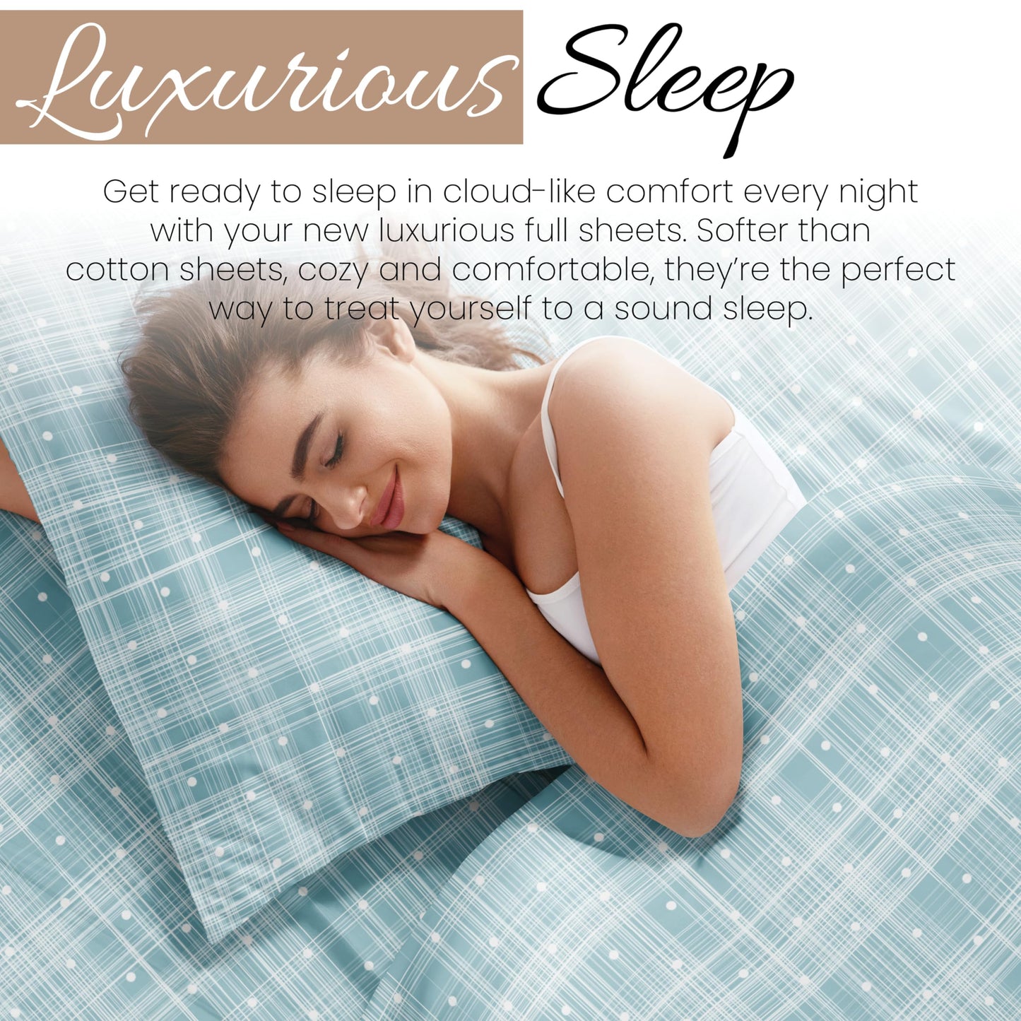 Linen Market 4 Piece Full Bedding Sheet Set (Aqua Polka) - Sleep Better Than Ever with These Ultra-Soft & Cooling Bed Sheets for Your Full Size Bed - Deep Pocket Fits 16" Mattress