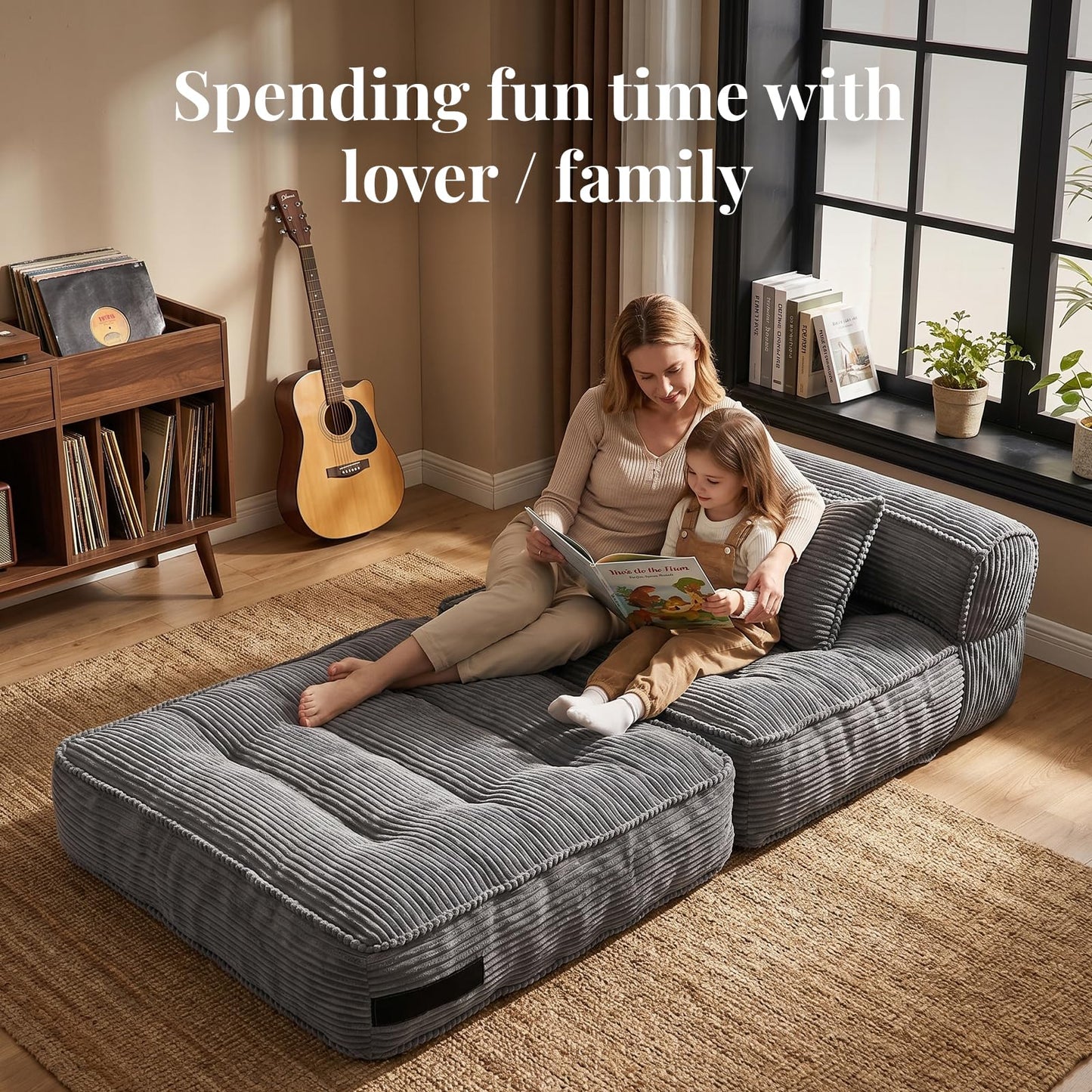 ORWIPO Folding Sofa Bed, Convertible Sleeper Chair with Pillow Foldable Mattress with Back Support, Portable Fold Out Chair Bed Comfy Floor Couch Lounge for Living Room Bedroom Apartment Single