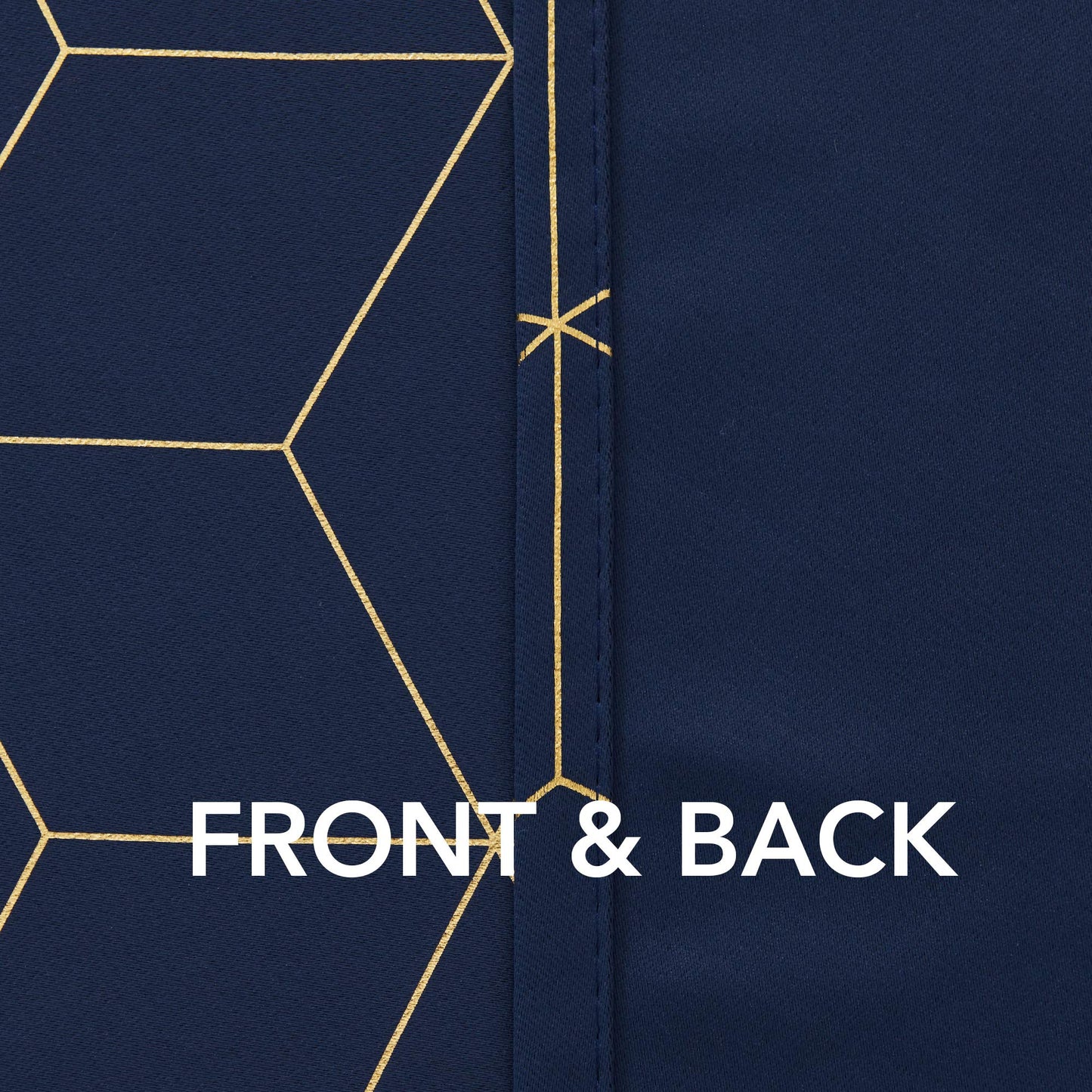 Deconovo Grommet Blackout Curtains, Room Darkening Gold Diamond Drapes, 2 Panels, Navy Blue, 52W x 84L Inch, for Bedroom and Living Room