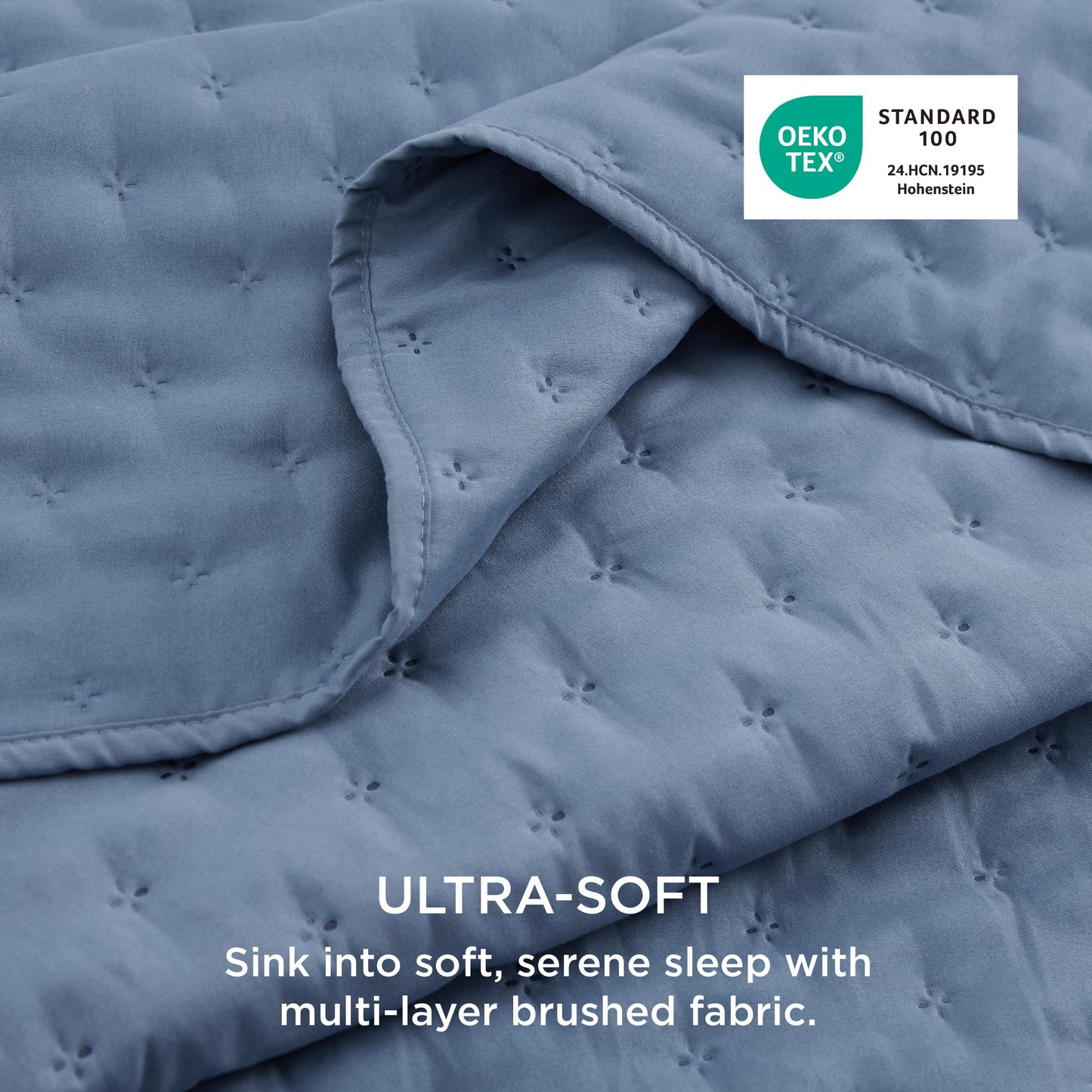 Bedsure King Quilt - Mineral Blue Bedspread King Size & Lightweight Comforter, Modern Coastal Coverlet with Clover Pattern, Ultra Soft All-Season Bedding, 106 x 96 Inches