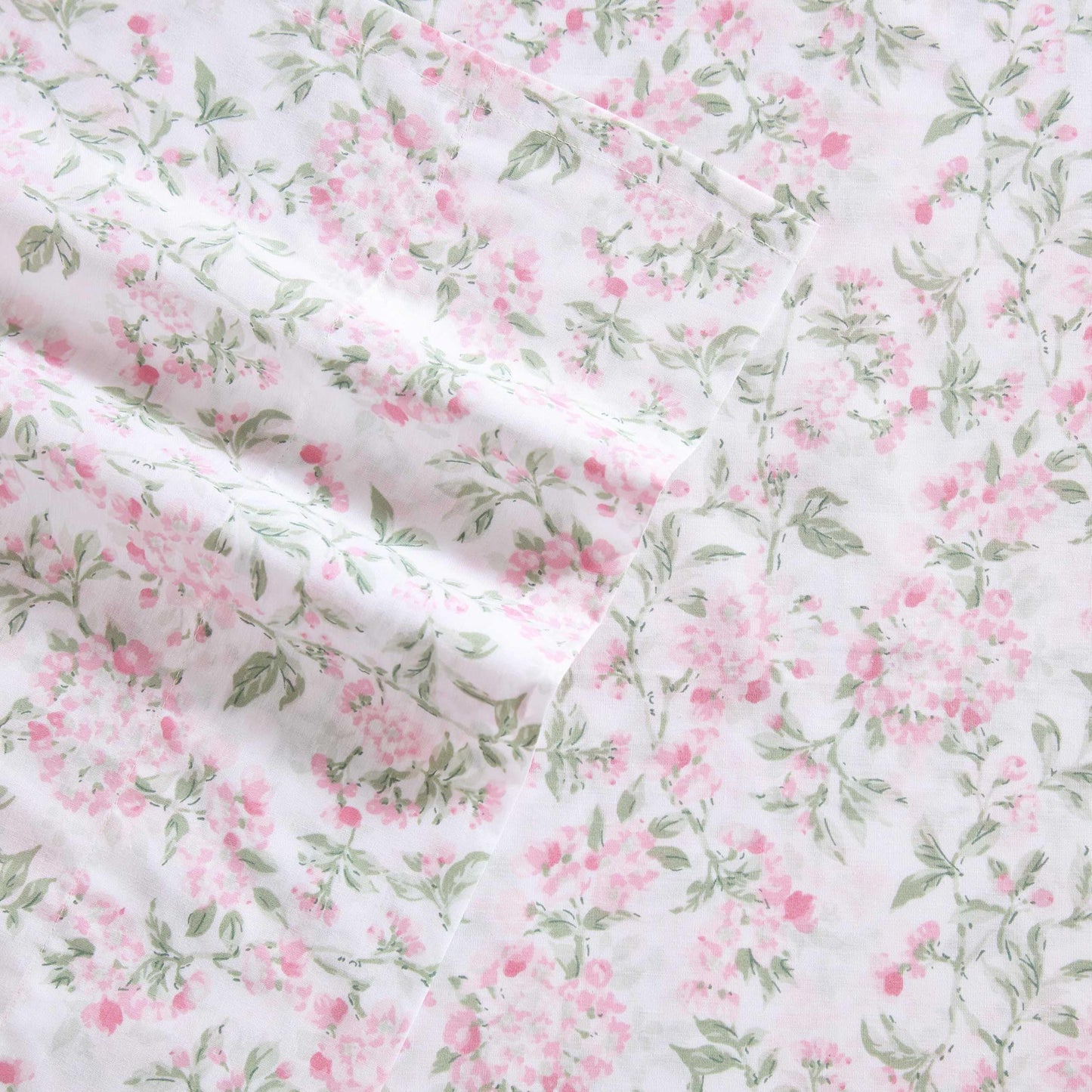 Laura Ashley - Twin Sheet Set, Crisp & Cool Cotton Percale Bedding for Year Round Comfort, Deep Pocket, Bed Sheets with Matching Pillowcase (Blossom Bliss Pink)