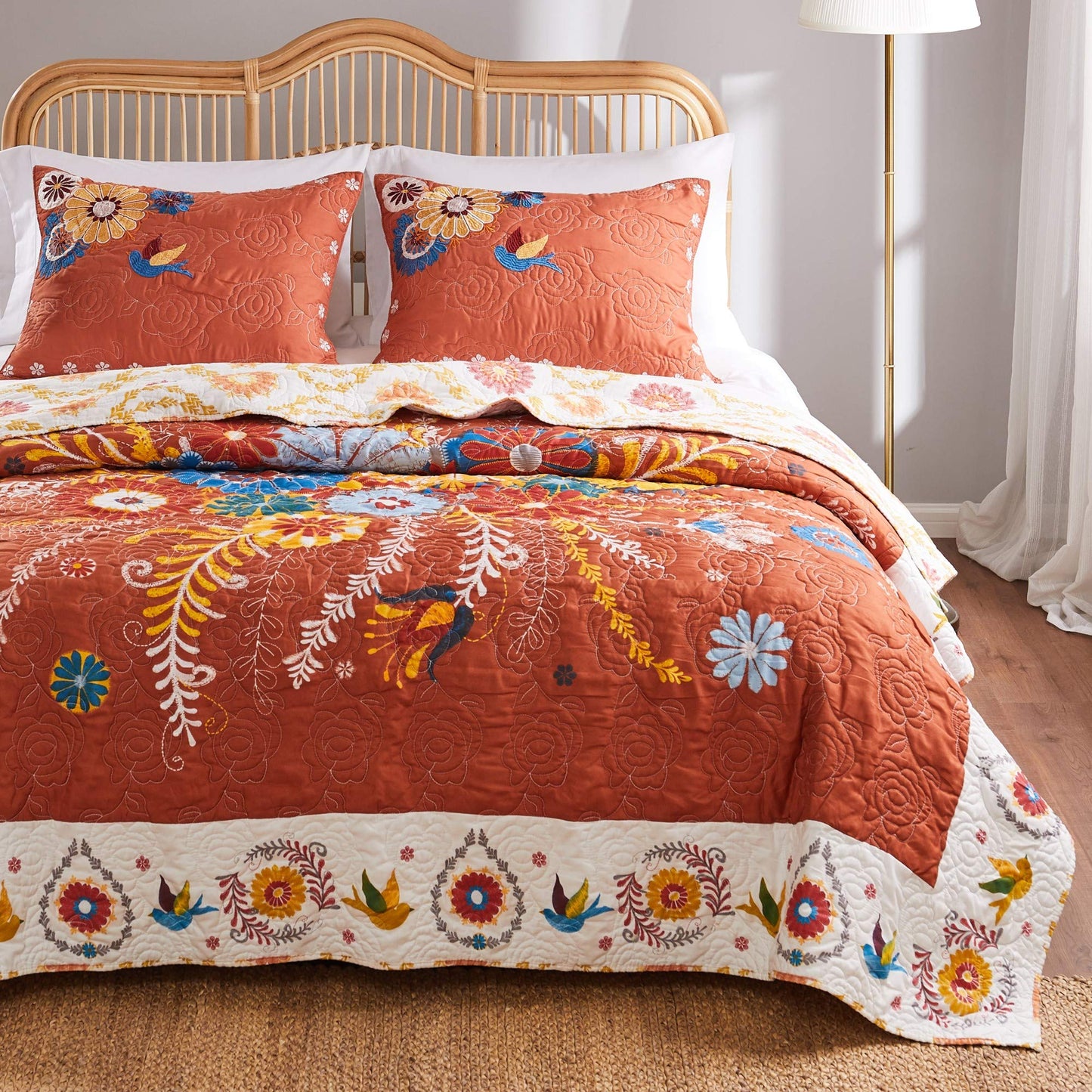 Greenland Home Barefoot Bungalow Topanga Quilt Set, 3-Piece King/Cal King, Multi