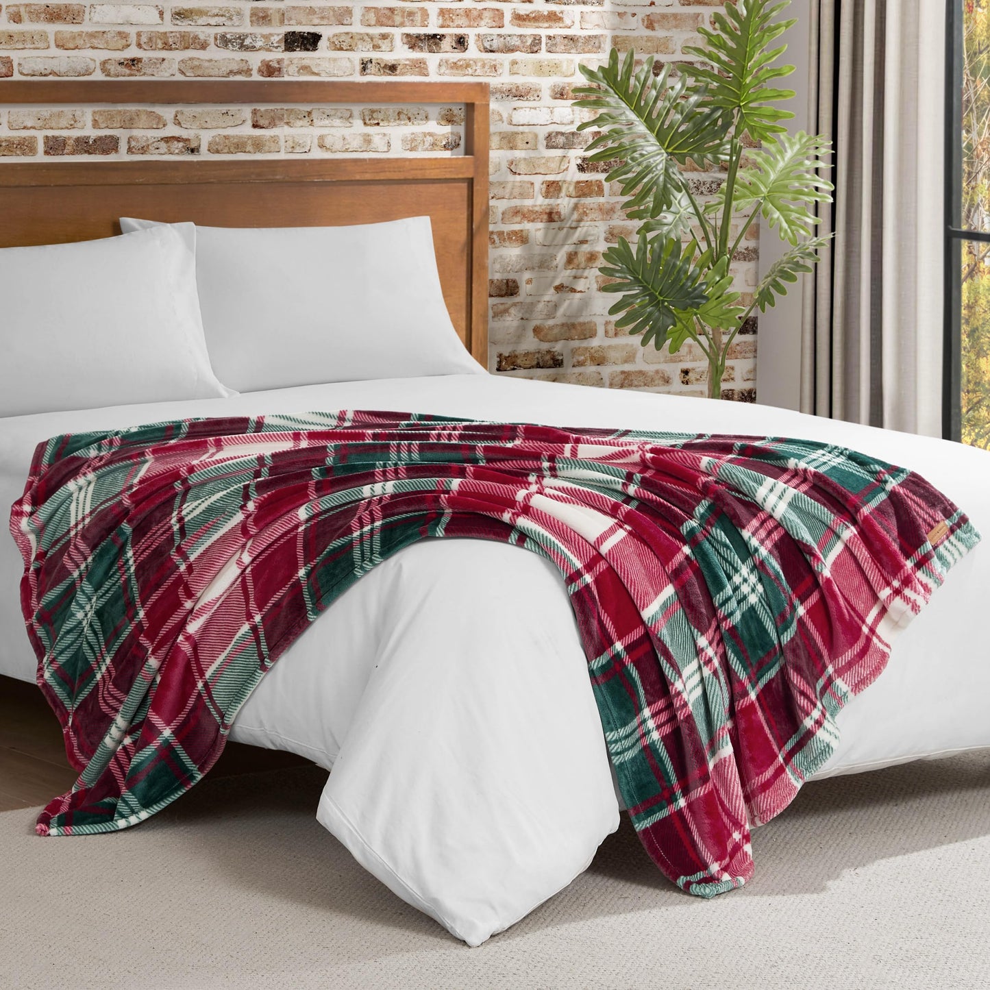Lucky Brand Plush Winter Red Plaid 50"x70" Soft Throw Blanket - Luxurious Microfiber Plush Blanket for Ultimate Comfort and Cozy Warmth