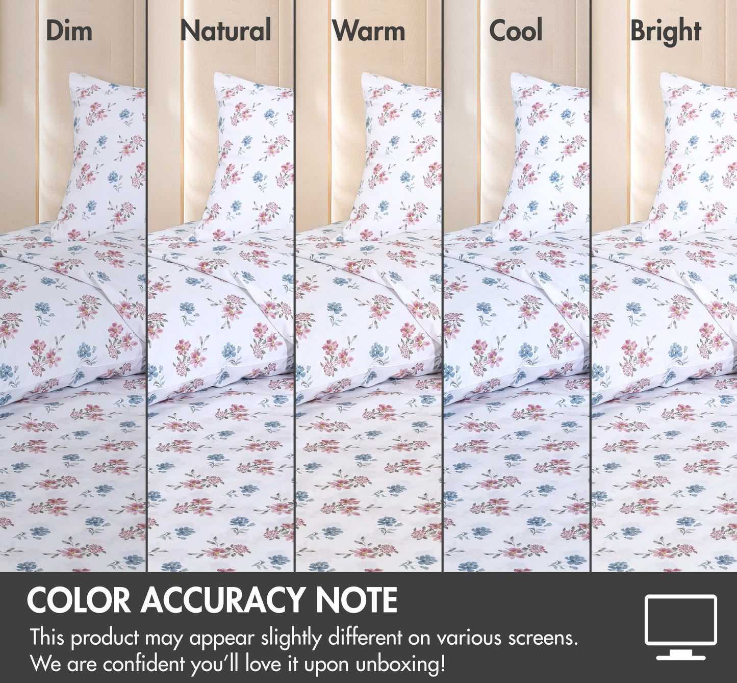 ZOYER 100% Cotton Sheets – Full Size Percale Bedding, Cooling & Breathable, Durable with a Crisp, Soft & Comfortable Feel, 16" Deep Pocket, 4-Piece Set, Flora Rhapsody