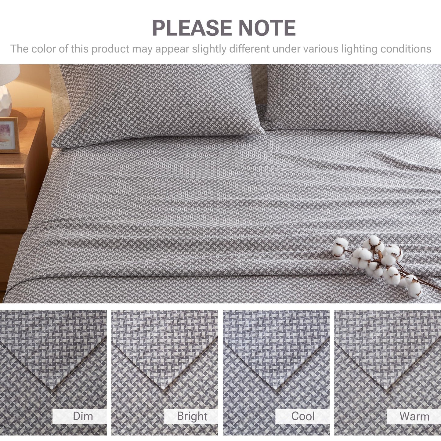 True North by Sleep Philosophy Cotton Sheet Set Cozy Print 100% Cotton Flannel Sheets Bedding Set, Oversized Sheets, Deep Pocket Fits Up to 14" Mattress Queen Bed Sheets Queen Snowflake 4 Piece