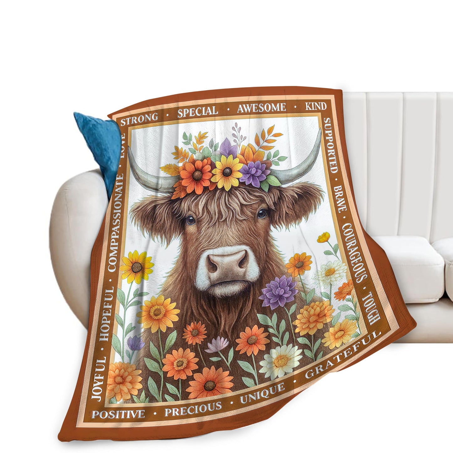 Highland Cow Blanket Cute Cattle Throw Blanket Soft Warm Cozy Fleece Fuzzy Plush Highland Cow Flannel Blankets Gifts for Boys Girls Women Kids Adults 40"X50"