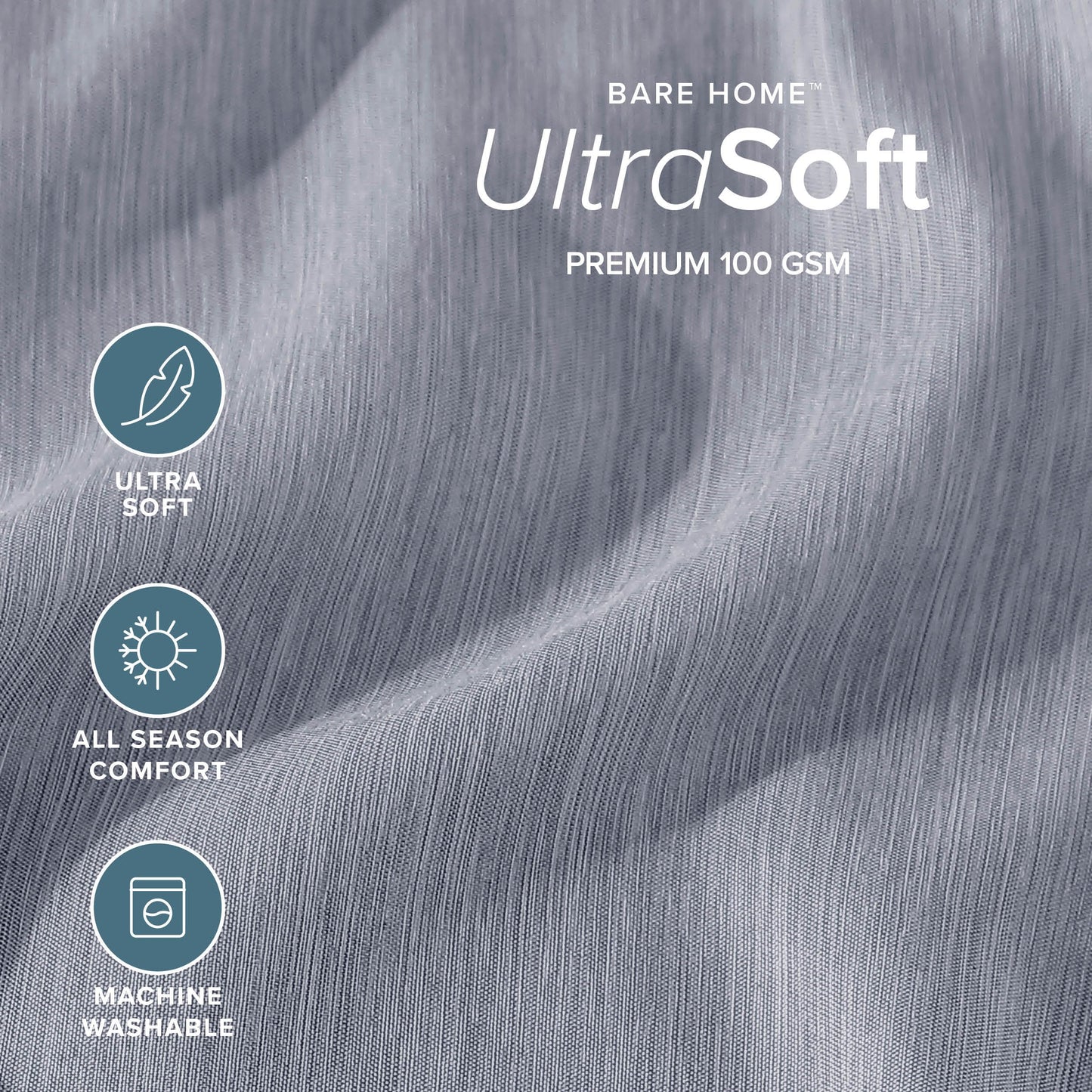 Bare Home Queen Sheet Set - Luxury 1800 Ultra-Soft Microfiber Queen Bed Sheets - Double Brushed - Deep Pockets - Easy Fit - 4 Piece Set - Bedding Sheets & Pillowcases (Queen, Heathered Blueberry)