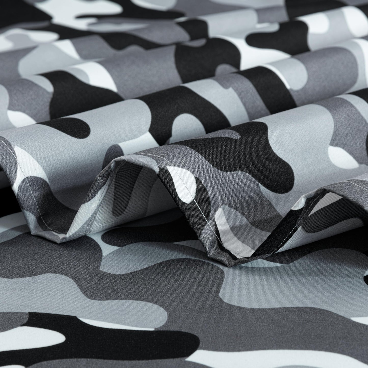 Chezmoi Collection Military Camo 4-Piece Sheet Set - Camouflage Black Gray Printed Microfiber Soft Breathable Deep Pocket Sheets and Pillowcases Set, Queen Size