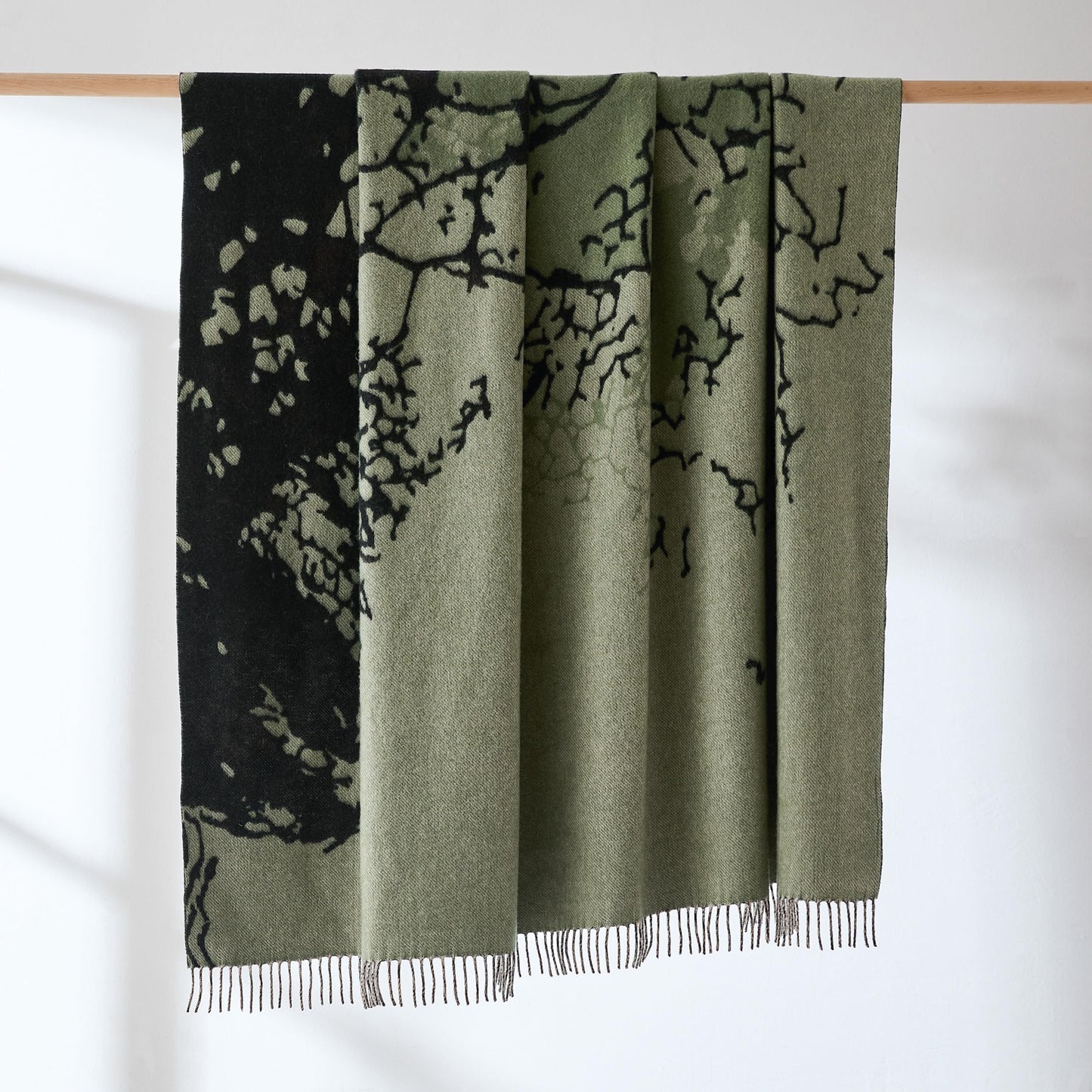 Lush Decor x Chuks Collins Threaded Roots Throw Blanket Single 60" W x 70" L Green - Cozy Wool Blanket - Green Throw - Super Soft Blanket for Bed, Couch, or Chair
