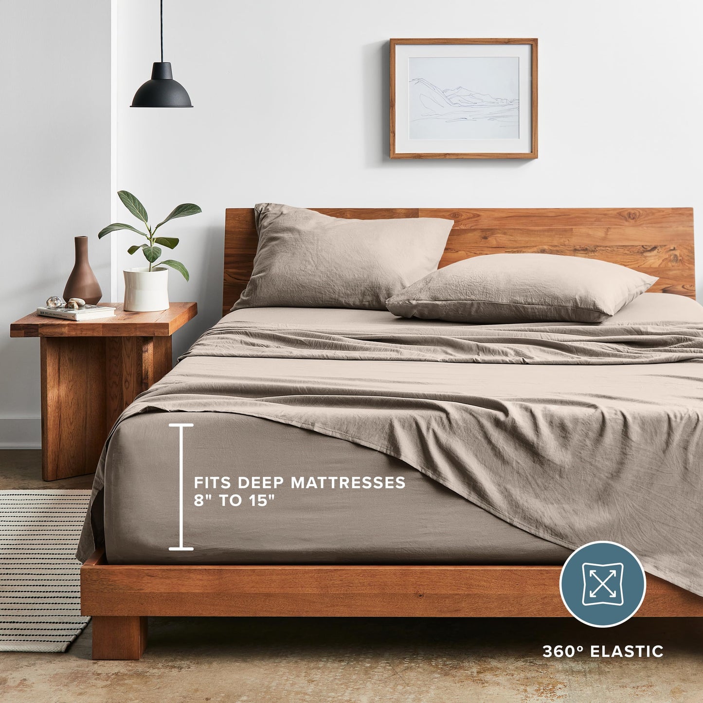 Bare Home Queen Sheet Set - Luxury 1800 Ultra-Soft Stonewashed Microfiber - Brushed - Deep Pockets - Easy Fit - Breathable Bedding - Sheet Sets & Pillowcases (Queen, Pebble Beach)