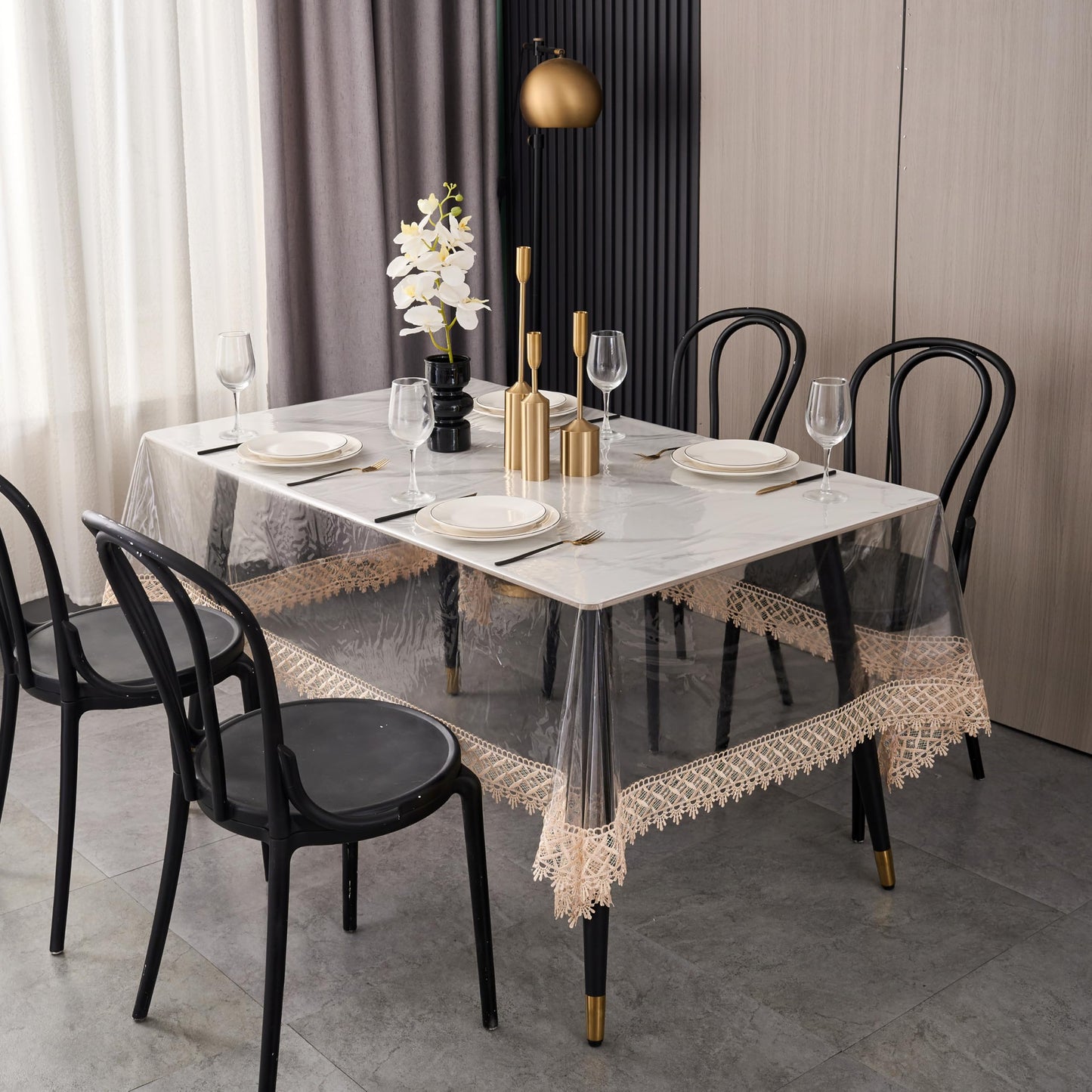 Pioggia Clear Vinyl Tablecloth Protector Waterproof/Oil-Proof PVC Table Cloth Transparent Sheet Table Cover (60'' x 84'' Rectangular)