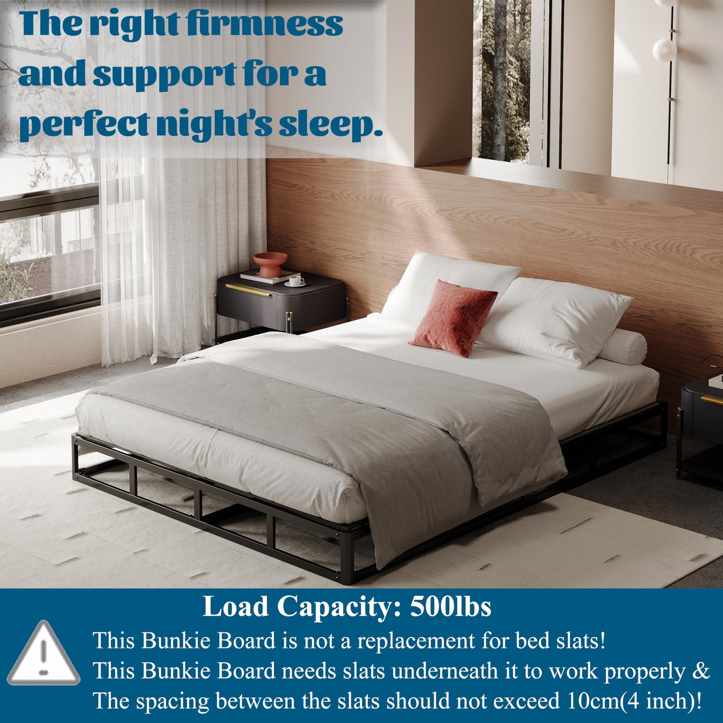 RLDVAY Bunkie Board Full, Improve Comfort and Support 8mm (Thickness), Bunky Board for Mattress/Bed, Noise Minimizing, Easy Assemble Bed Boards for Under Mattress Support