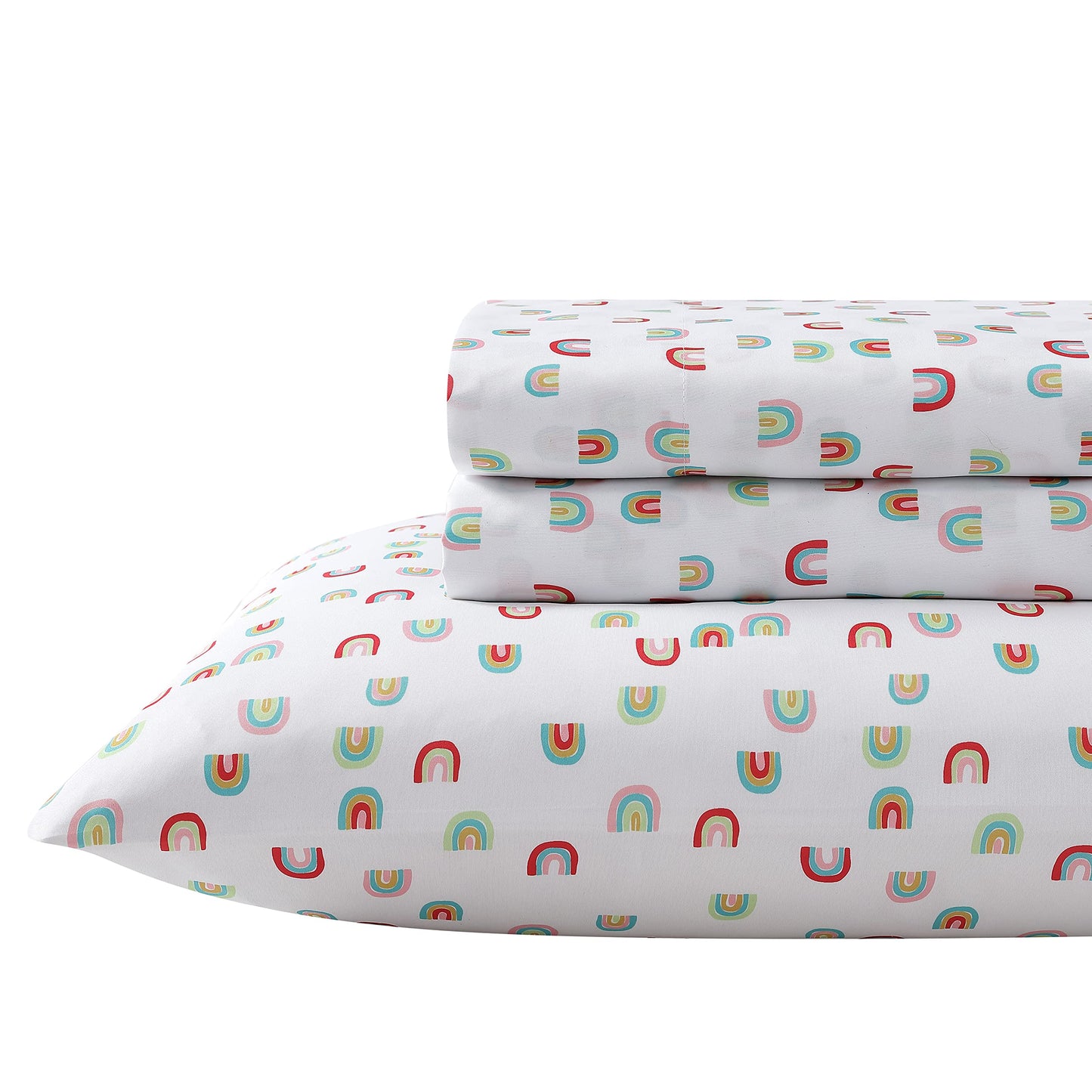 Eddie Bauer Kids - Queen Sheet Set, Ultra-Soft Microfiber Bedding with Fully Elastic Fitted Sheet, Kids Bed Set with Pillowcases, Easy Care Bedding (Sunnyvale Rainbow)
