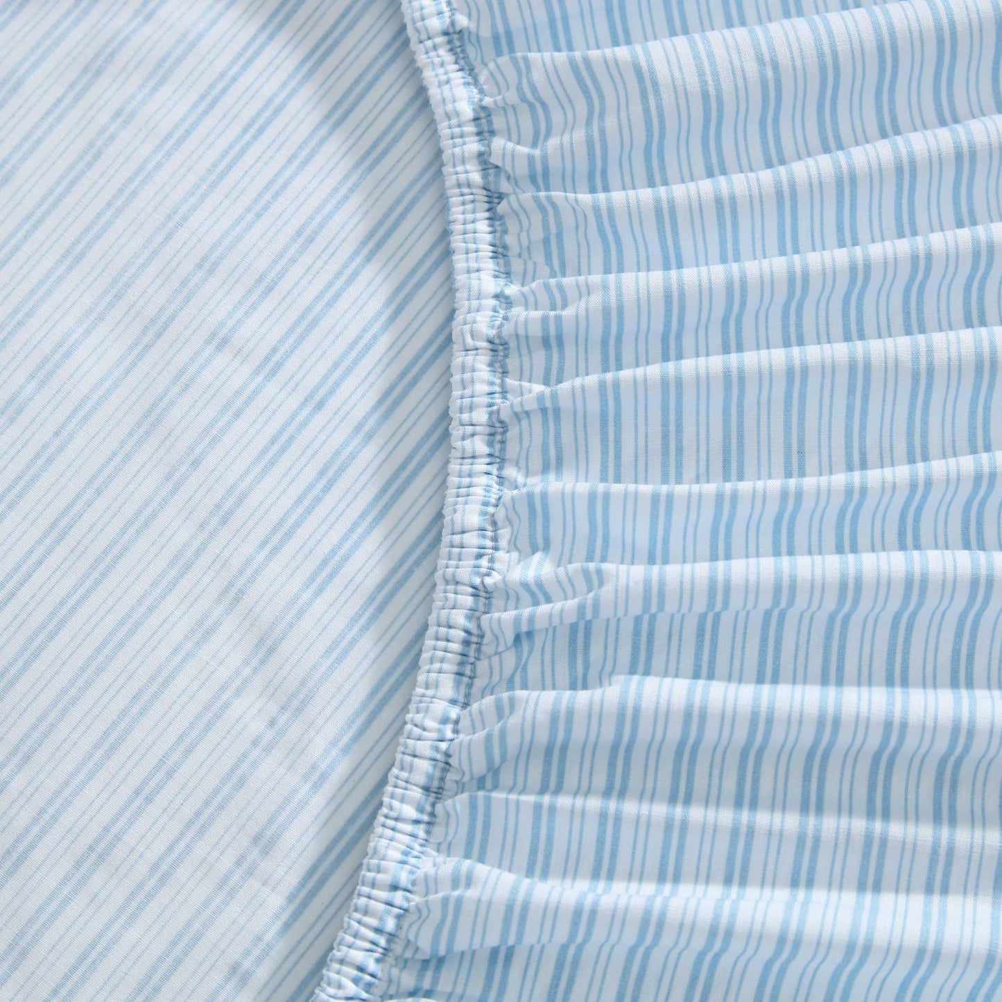 Laura Ashley - King Sheet Set, Crisp & Cool Cotton Percale Bed Sheets, Deep Pockets, Striped Bedding with Matching Fitted Sheet & Pillowcases (Bedford Skinny Stripe Blue)