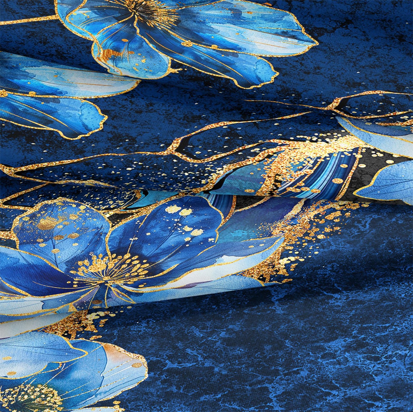 Bedorm Blue Marble Comforter Set Queen Floral Bedding Set Blue and Black Marble Stone Natural Texture Abstract Bedroom Comforter Set with Marble Pillowcases