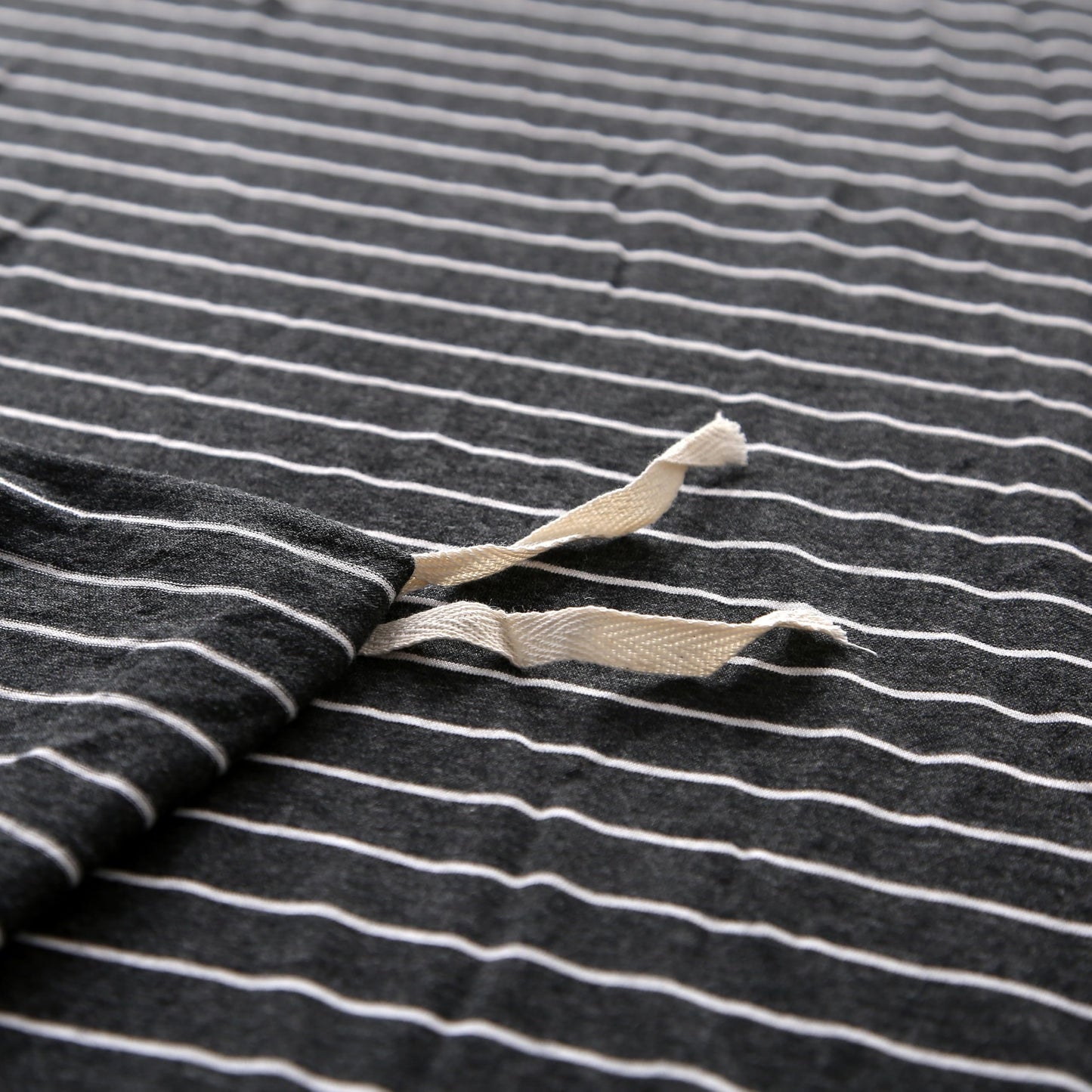 PURE ERA Jersey Knit Duvet Cover Set 100% T-Shirt Heather Cotton Super Soft Comfy Classic Striped Design, with Zipper Closure, Black & White Pinstripe, King