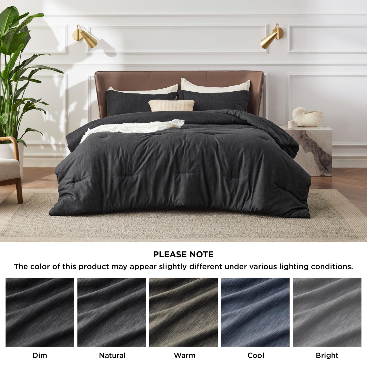 Bedsure Oversized King Comforter Set - Black Soft Bedding for All Seasons, Cationic Dyed Bed Set, 3 Pieces, 1 Oversized King Size Comforter (120"x98") and 2 Pillow Shams (20"x36"+2")