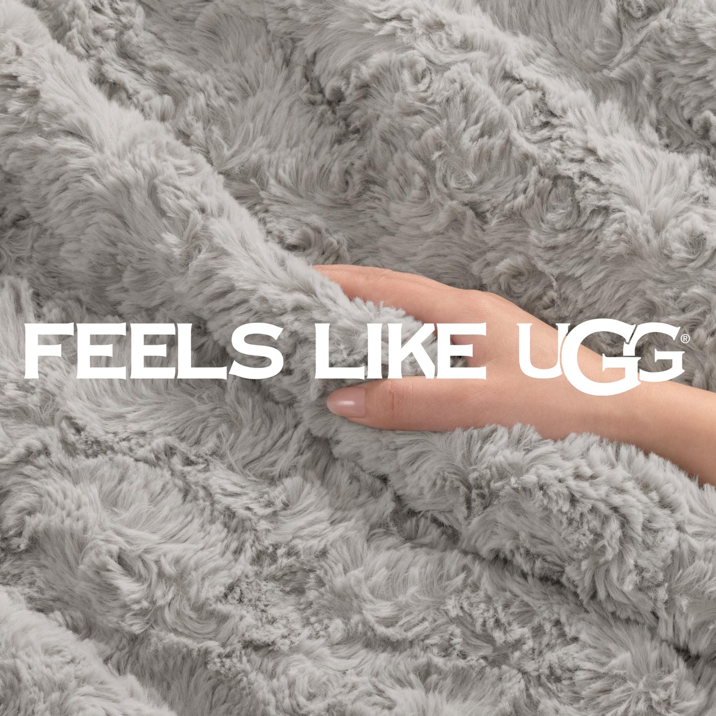 UGG Adalee Faux Fur Throw Blanket for Couch, Cozy Fuzzy Blanket for Chair or Bed, Easy Care Reversible Fluffy Throw, Luxury Home Decor, 50-inch x 70-inch, Seal Grey
