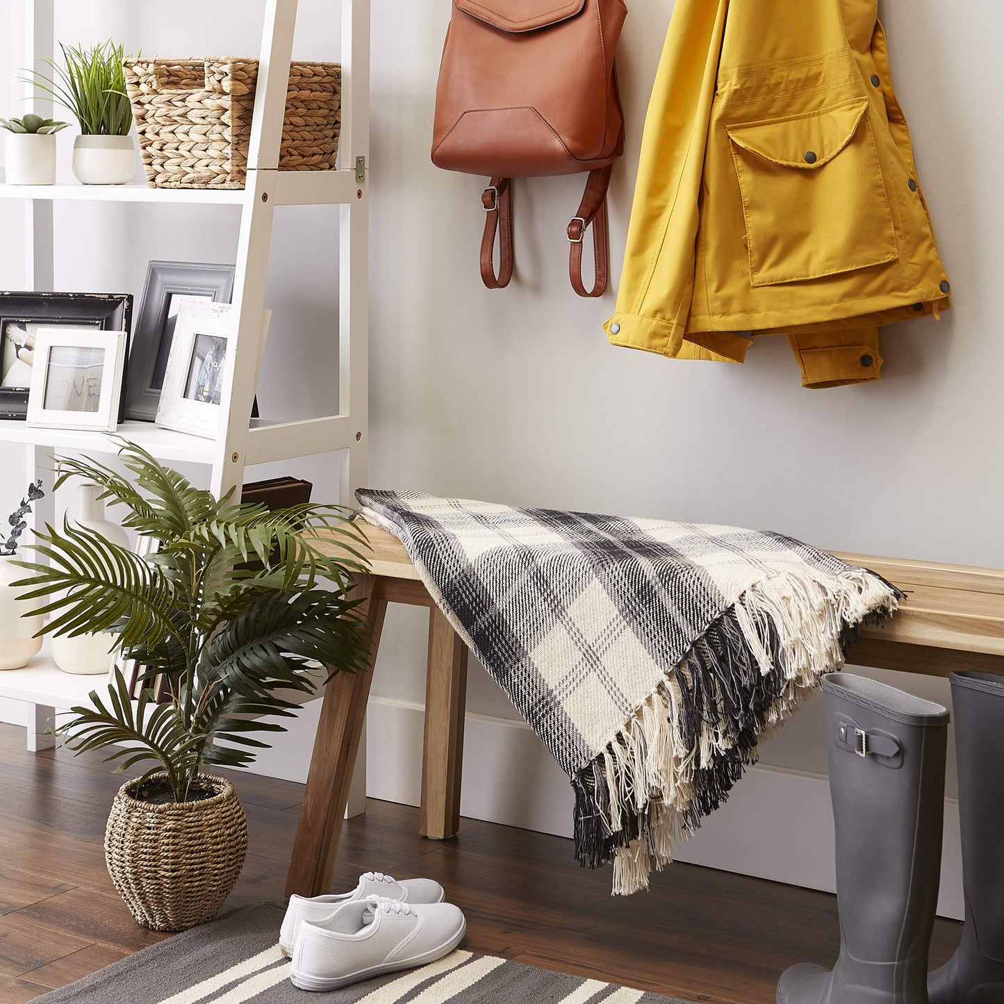 DII Farmhouse Woven Throw, 50x60 with 3" Fringe, Black, 1 Piece