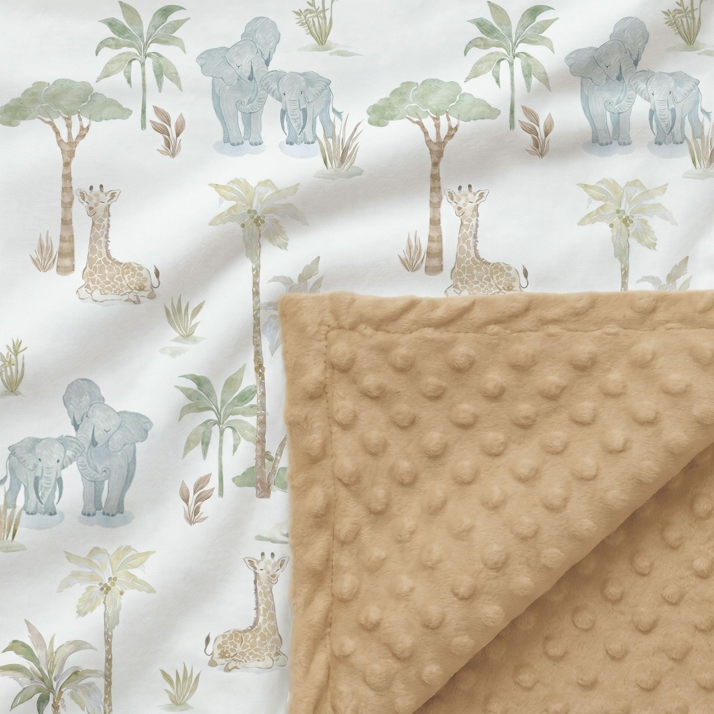 CIVARUA KIDS Baby Blankets for Boys Girls, Super Soft Nursery Minky Blanket Neutral with Print Brown Savanna Elephant and Cozy Raised Dotted Fleece Backing, 30 x 40 Inch Double Layer Bed Throws