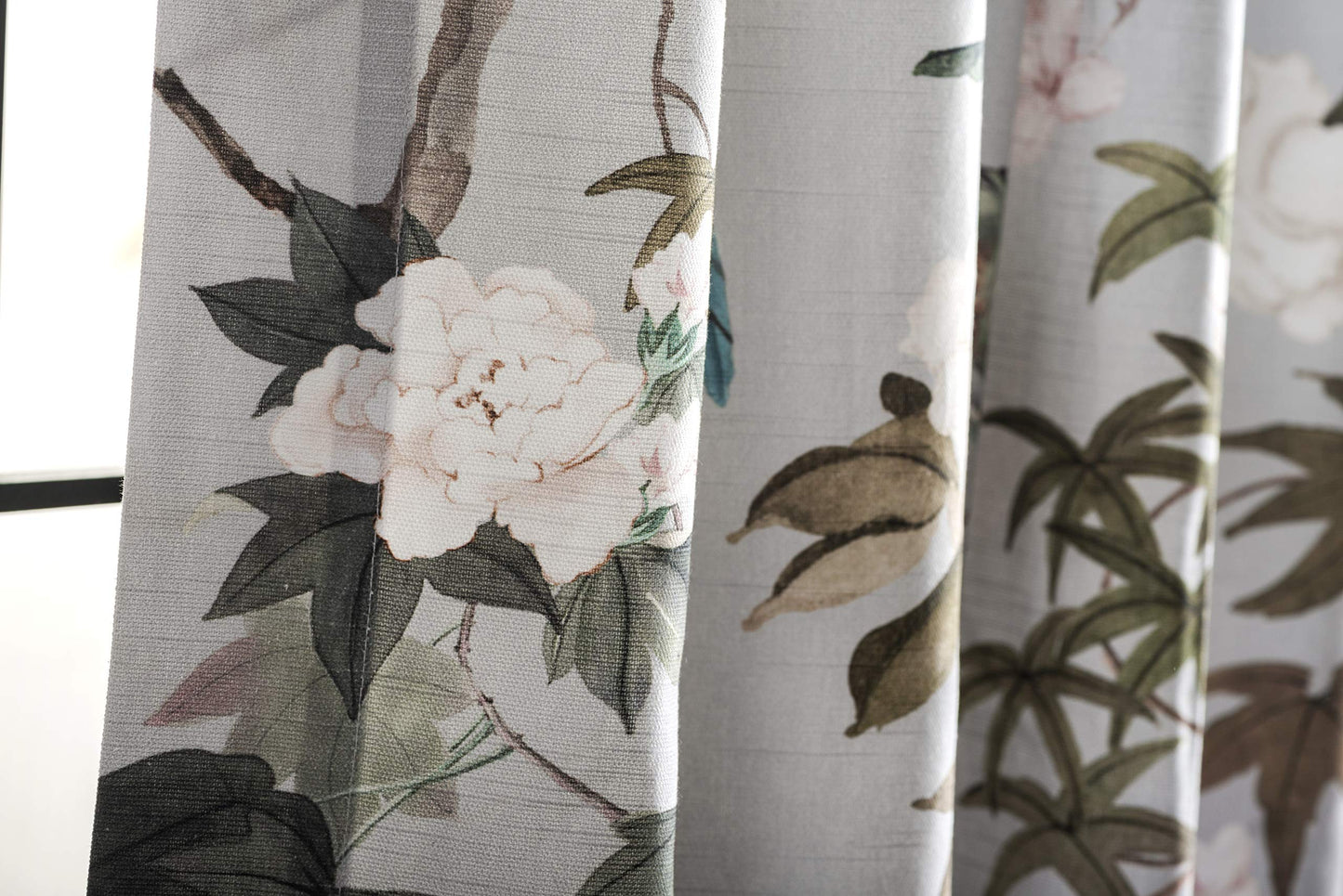 Maison d' Hermine Curtains for Living Room 100% Cotton 96 inch Length One Panel Light Filtering Curtains for Windows with Rod and Loop Pockets Spring Summer (Hokuzai - Grey, 50" W x 96" L)