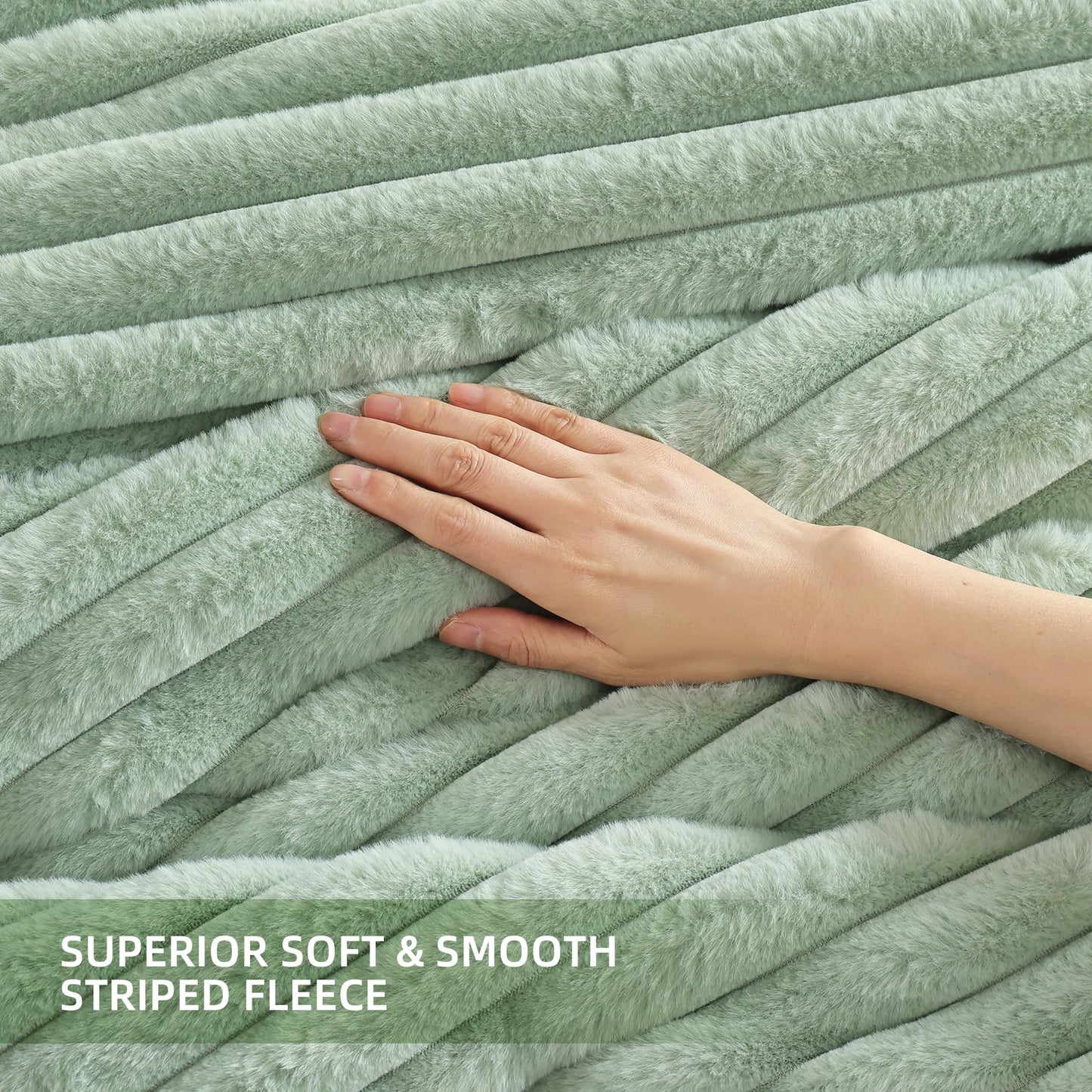 Smoofy Fluffy King Size Comforter Set 3 Pieces - Sage Green Fleece Fluffy Comforter Set, Luxury Fuzzy King Bedding Set, Soft King Bed Set All Season, Heavy Faux Fur Comforter with 2 Pillow Cases