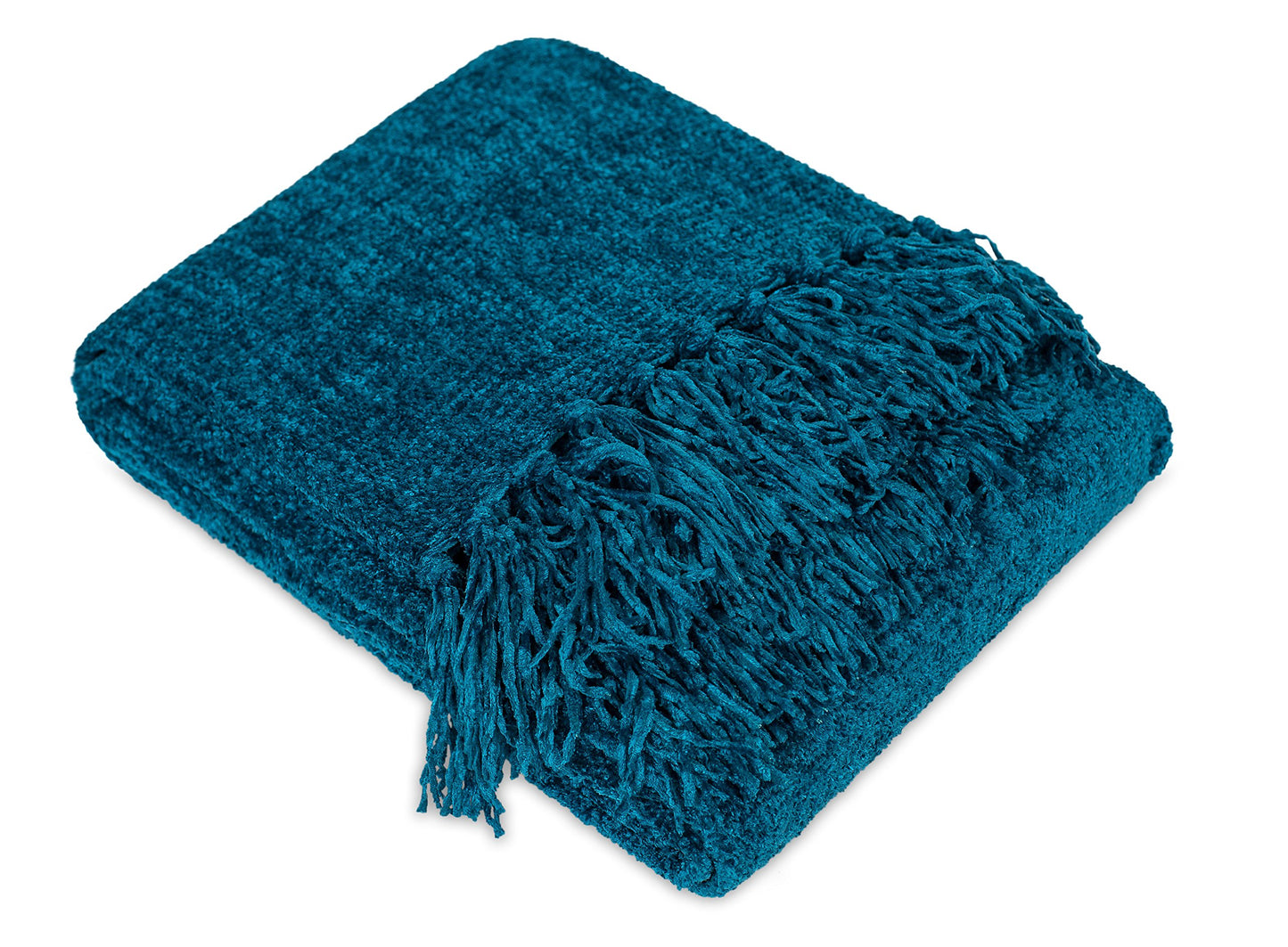 Internet's Best Thick Chenille Throw Blankets - Ultra Soft Sofa Couch Blanket with Fringe - Light Weight Sofa Throw - 100% Microfiber Polyester - Easy Travel - Bed (Teal)