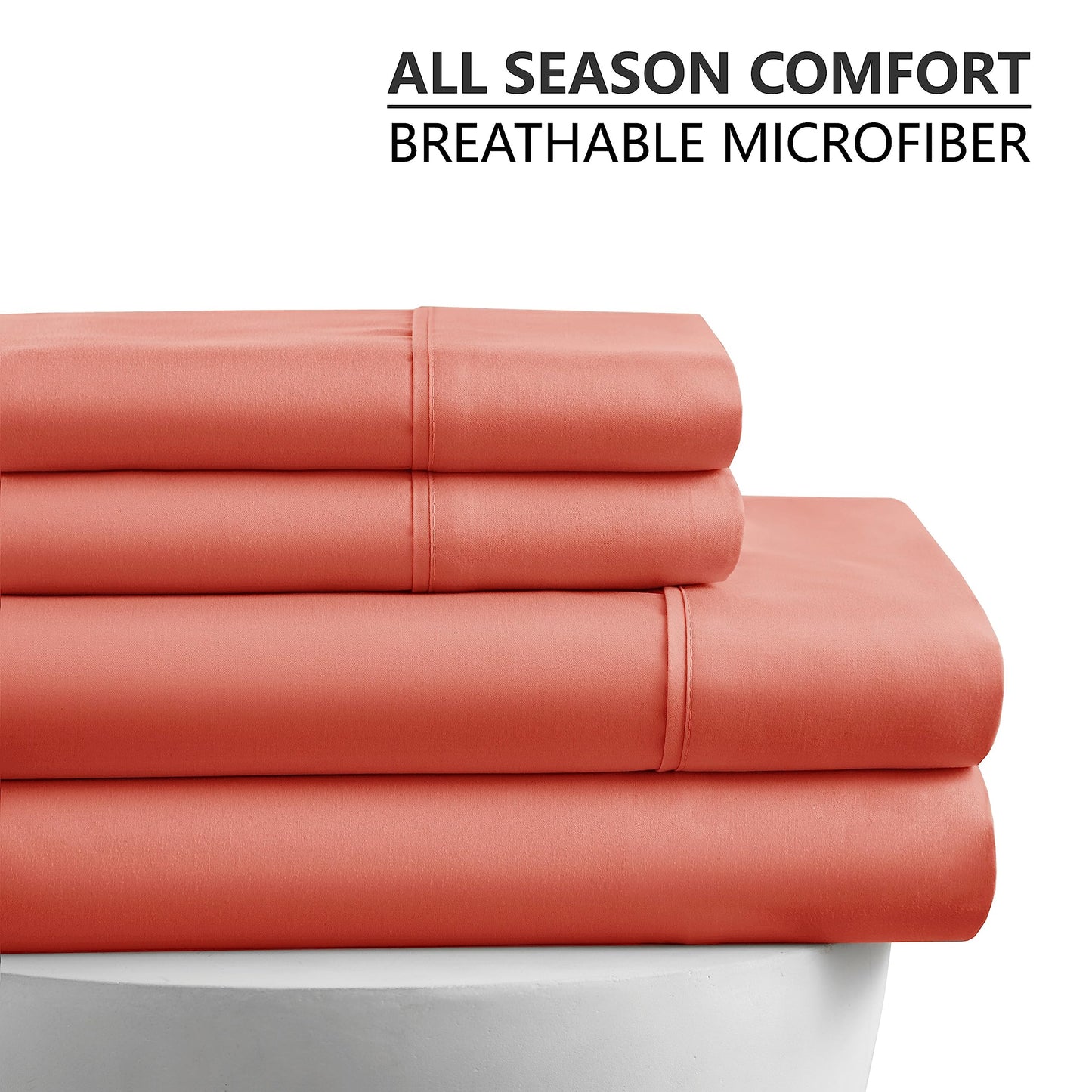 American Home Collection Full Size Sheet Set - Ultra-Soft Microfiber 15-Inch Deep Pocket - Wrinkle Free and Fade Resistant (Peach)