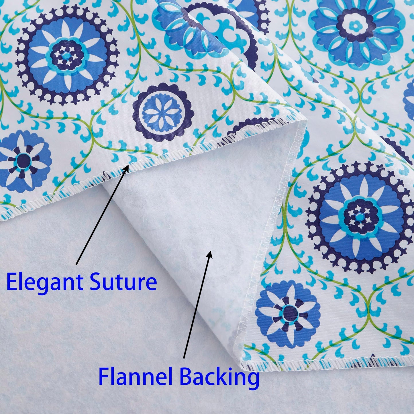 Heavy Duty Vinyl Tablecloth with Flannel Backing Waterproof Oil-Proof Plastic Table Cloth Stain-Resistant Wipeable Rectangle or Square Table Cover for Indoor and Outdoor (Floral Vine,54x54 Inch)