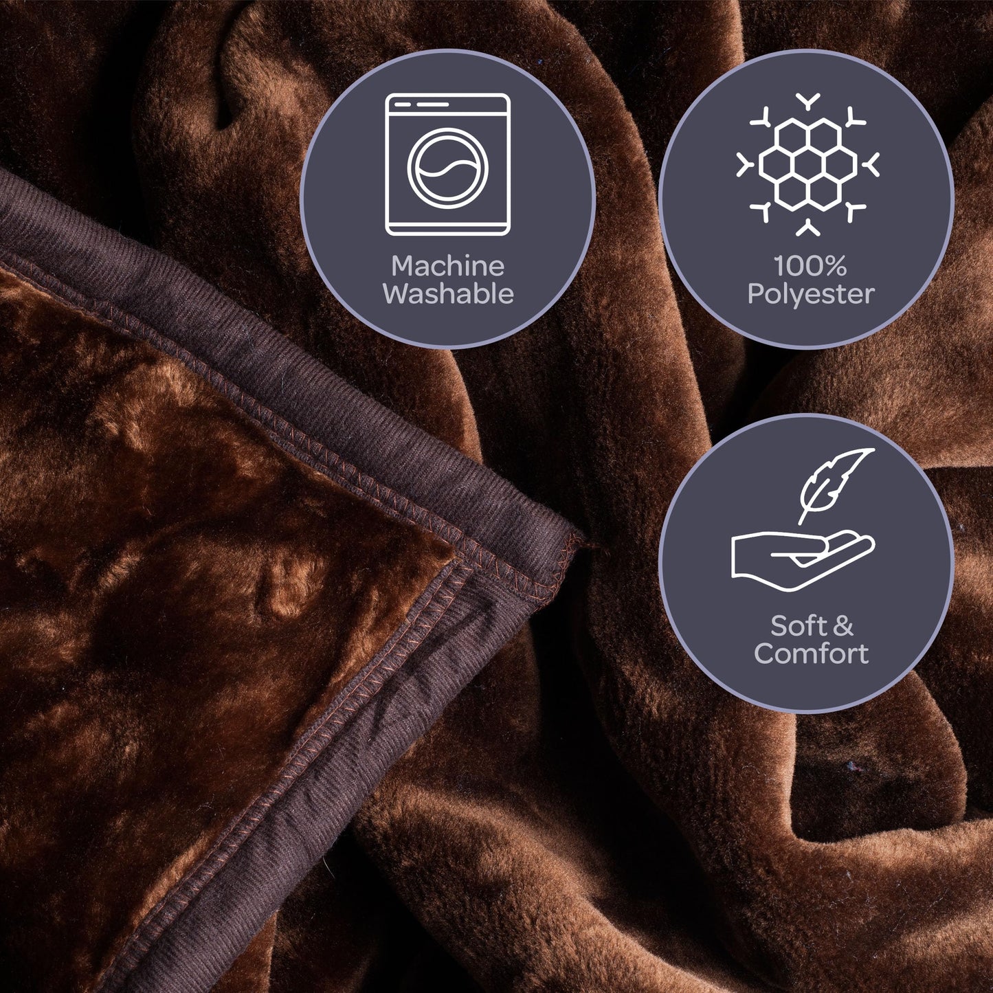 Lavish Home Faux Fur Throw Blanket - Oversized 91x81 Soft Mink-Style, Machine-Washable Bedding - 7.8lb Heavy Throw Blanket for Bed or Sofa (Coffee)