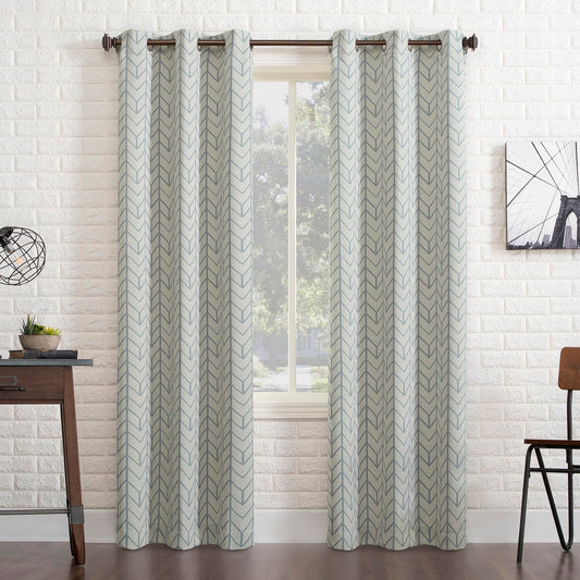 Sun Zero Kenwood Chevron Blackout Grommet Curtain Panel, Stone, 40"W x 84"L (1 Panel)